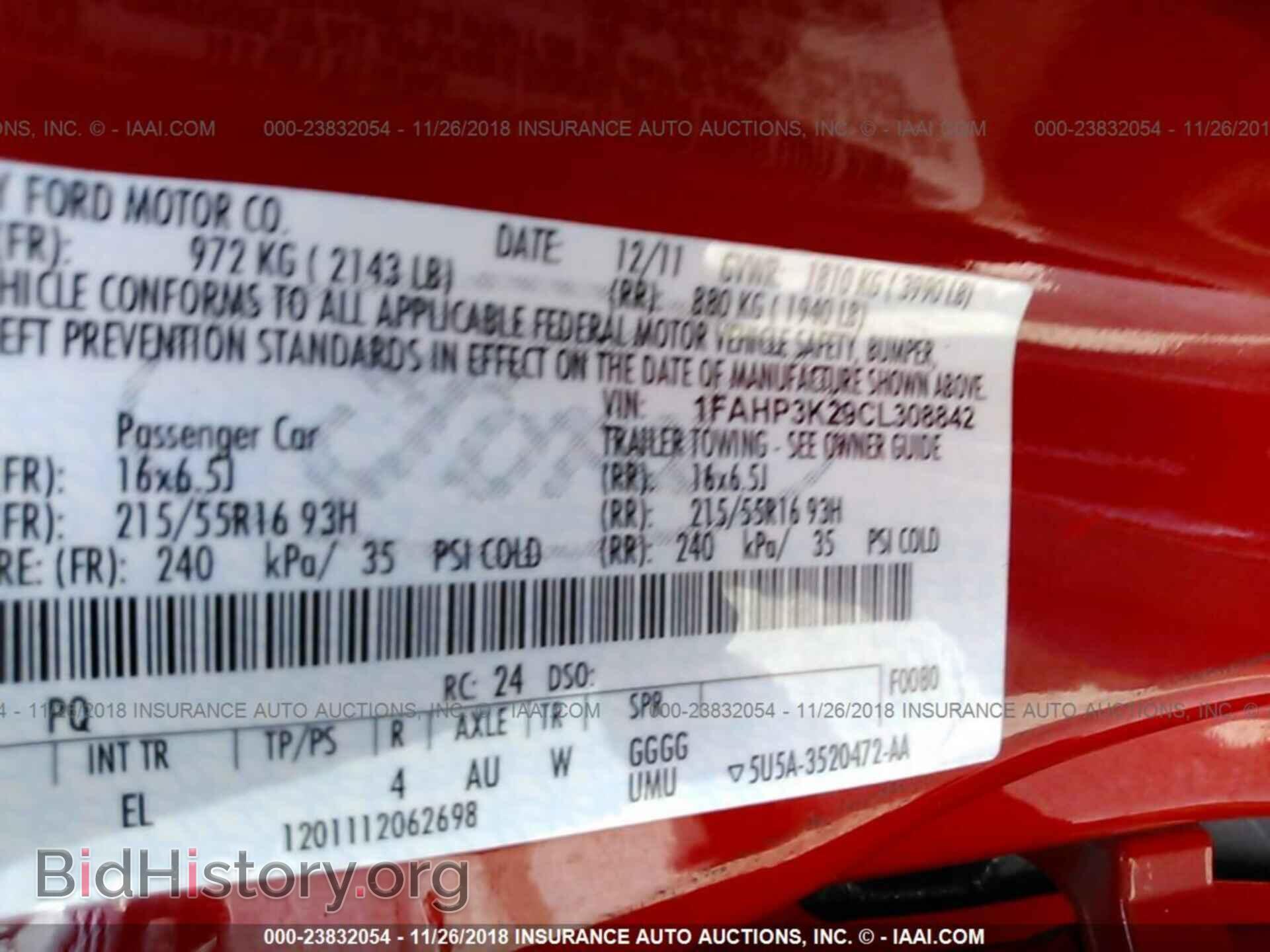 2012 FORD FOCUS - VIN: 1FAHP3K29CL308842 - Фото 9