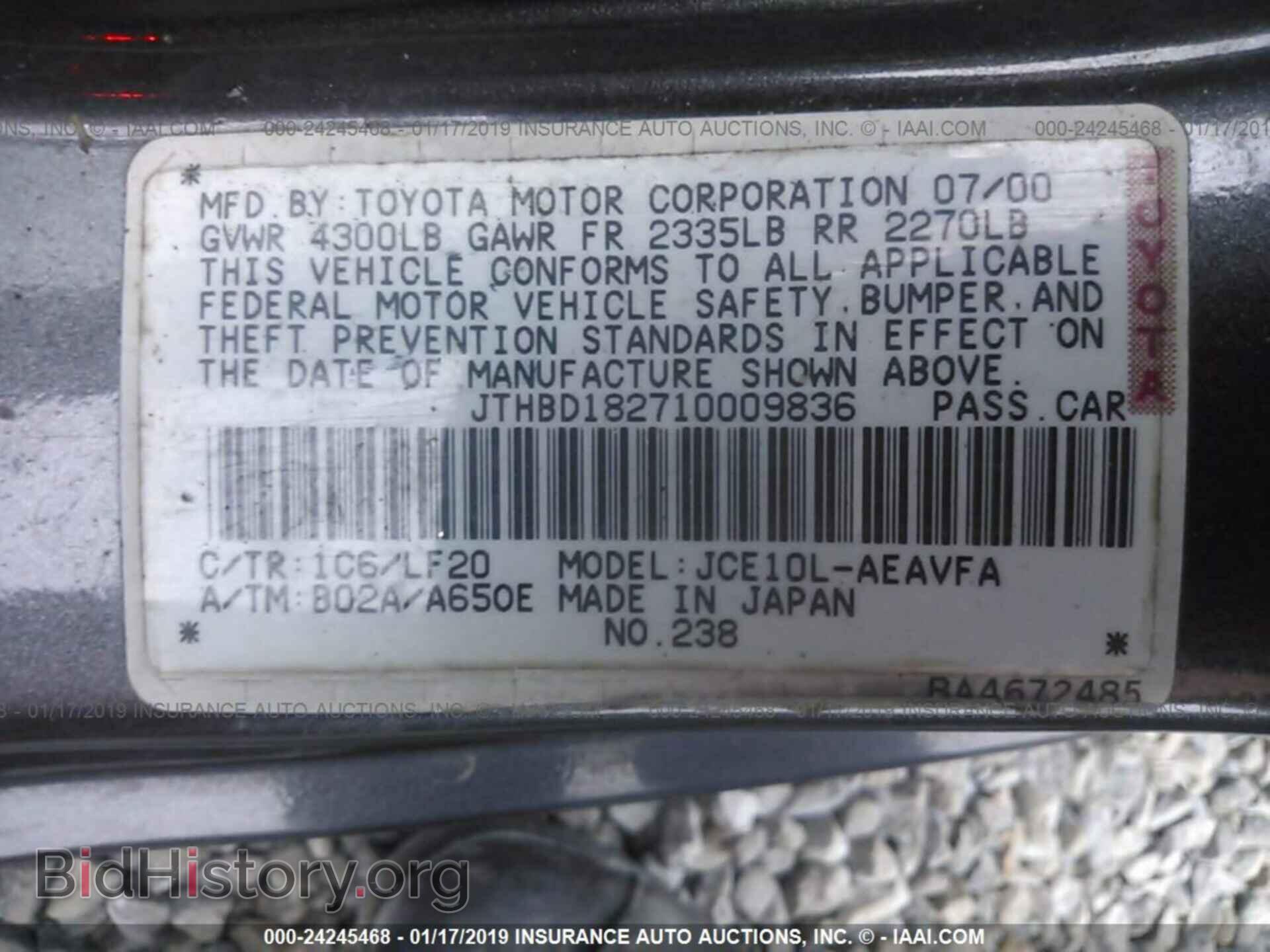2001 LEXUS IS - VIN: JTHBD182710009836 - Photo 9