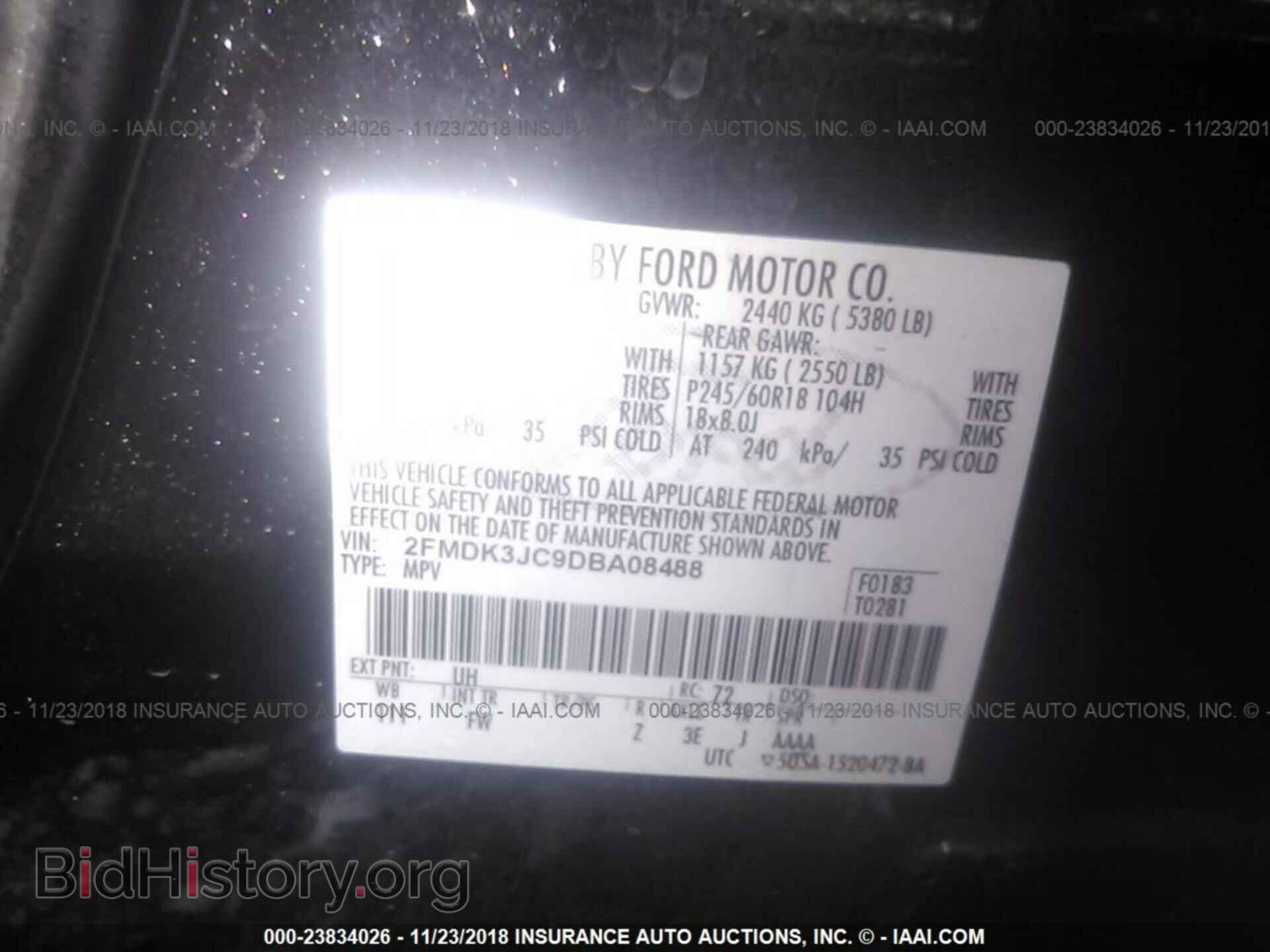 2013 FORD EDGE - VIN: 2FMDK3JC9DBA08488 - Фото 9