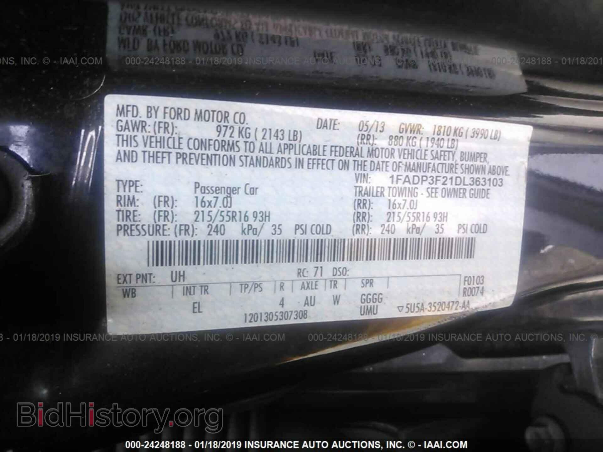 2013 FORD FOCUS - VIN: 1FADP3F21DL363103 - Фото 9