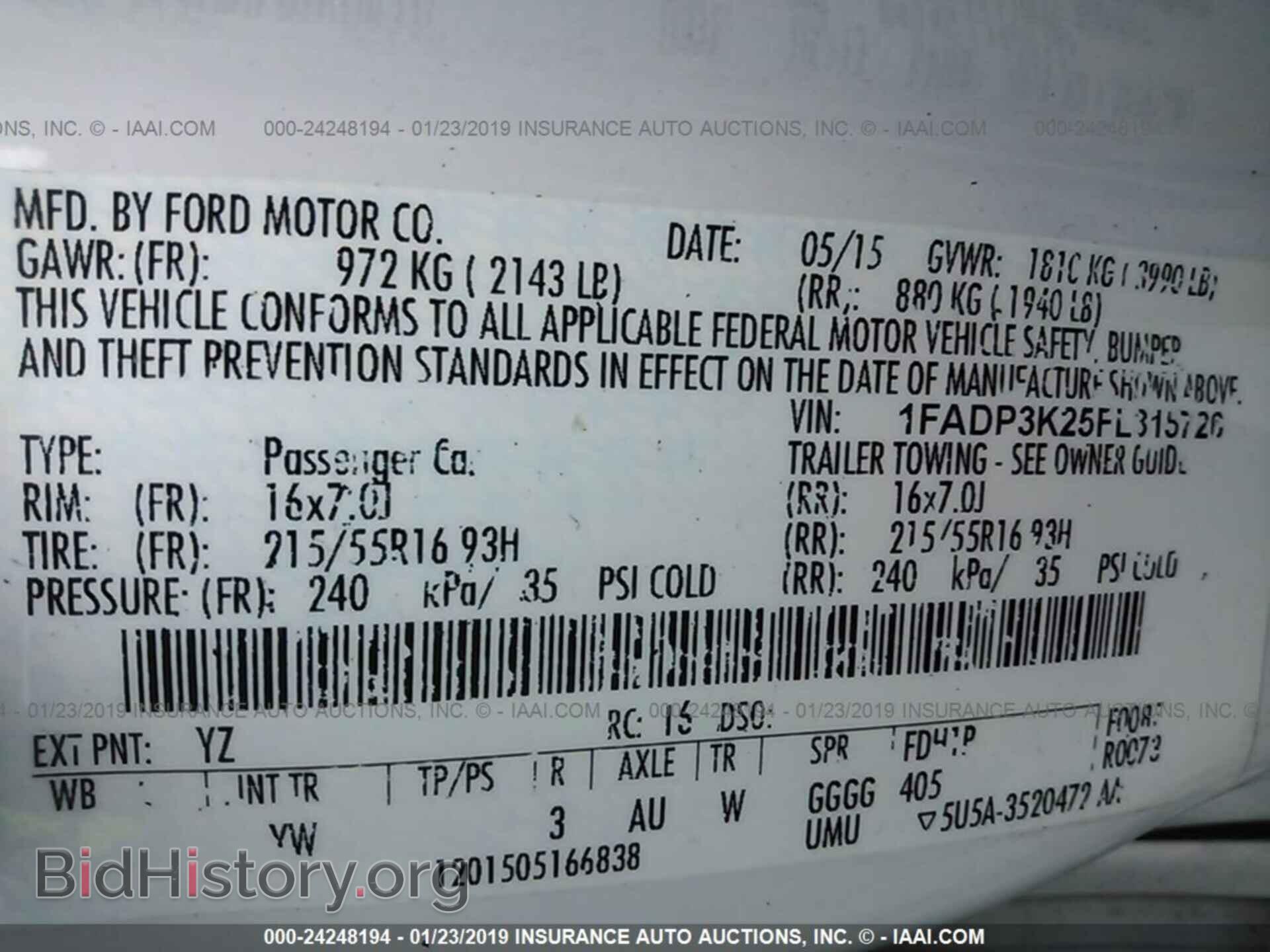 2015 FORD FOCUS - VIN: 1FADP3K25FL315726 - Фото 9