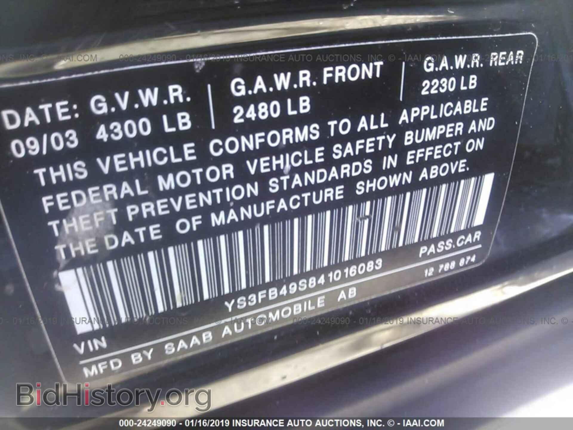 2004 SAAB 9-3 - VIN: YS3FB49S841016083 - Фото 9
