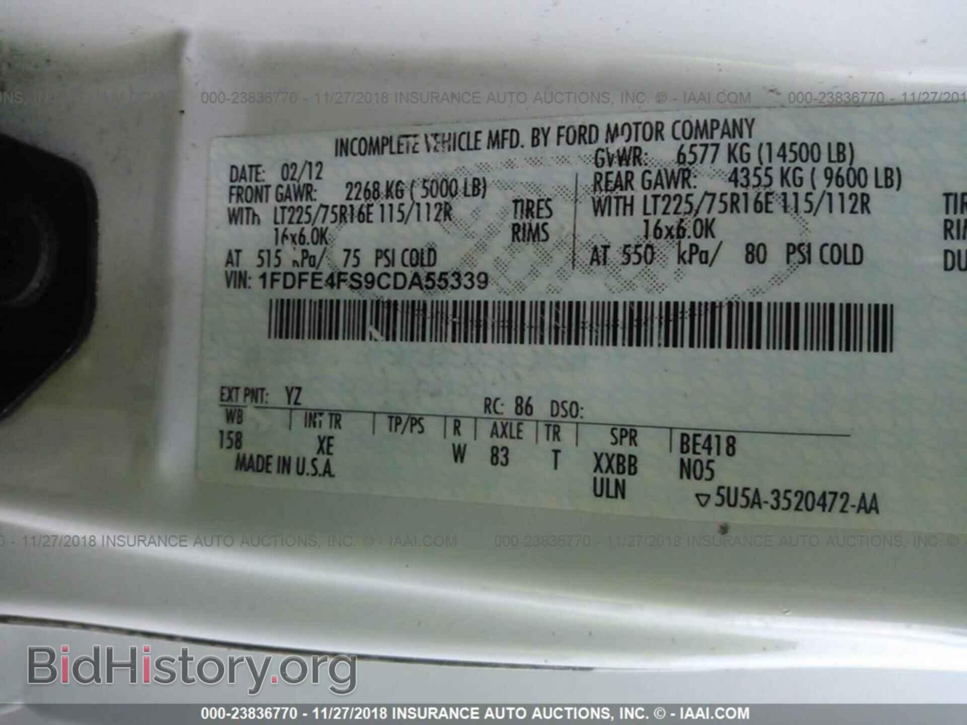 2012 FORD ECONOLINE - VIN: 1FDFE4FS9CDA55339 - Фото 9