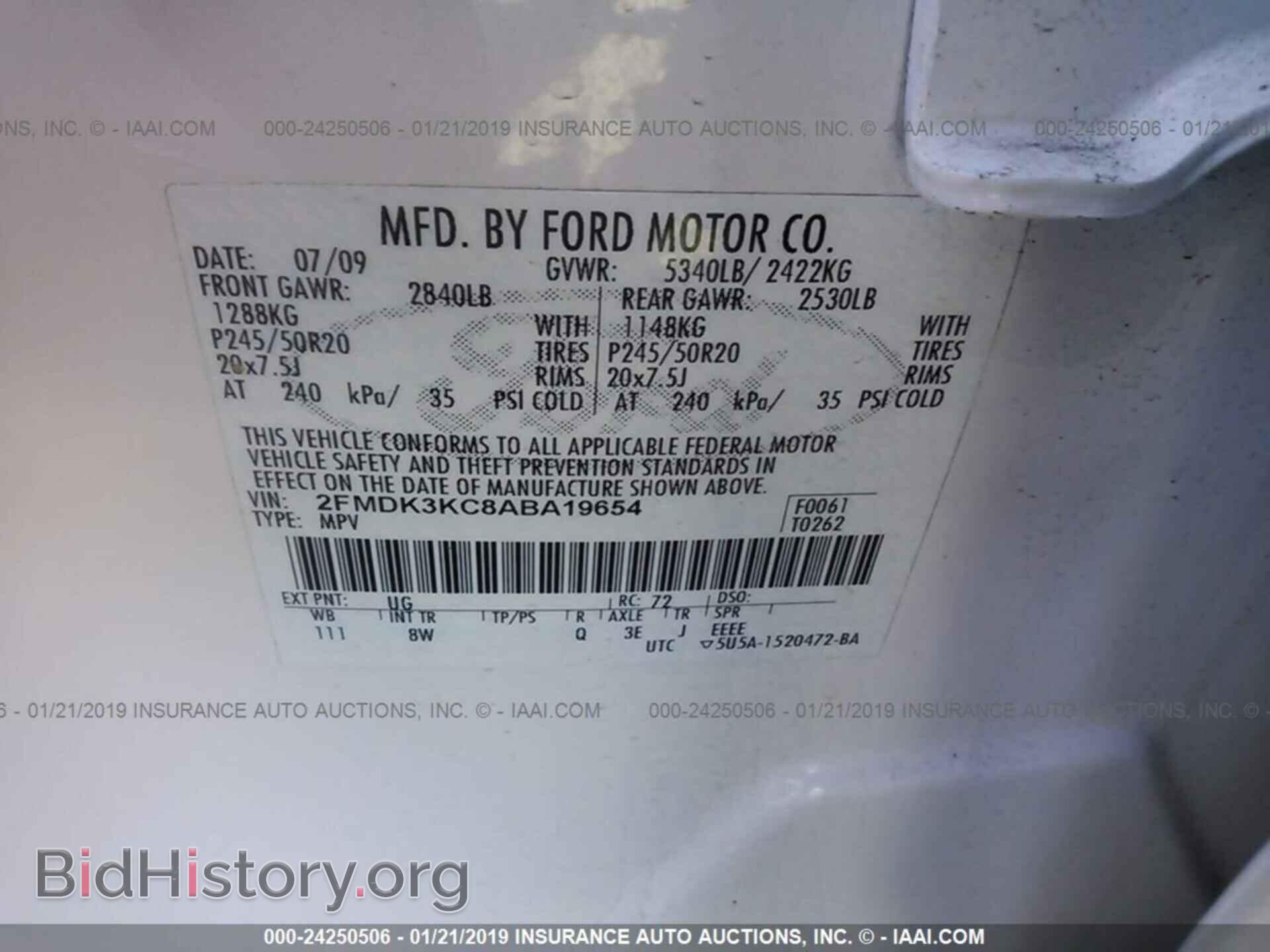 2010 FORD EDGE - VIN: 2FMDK3KC8ABA19654 - Фото 9