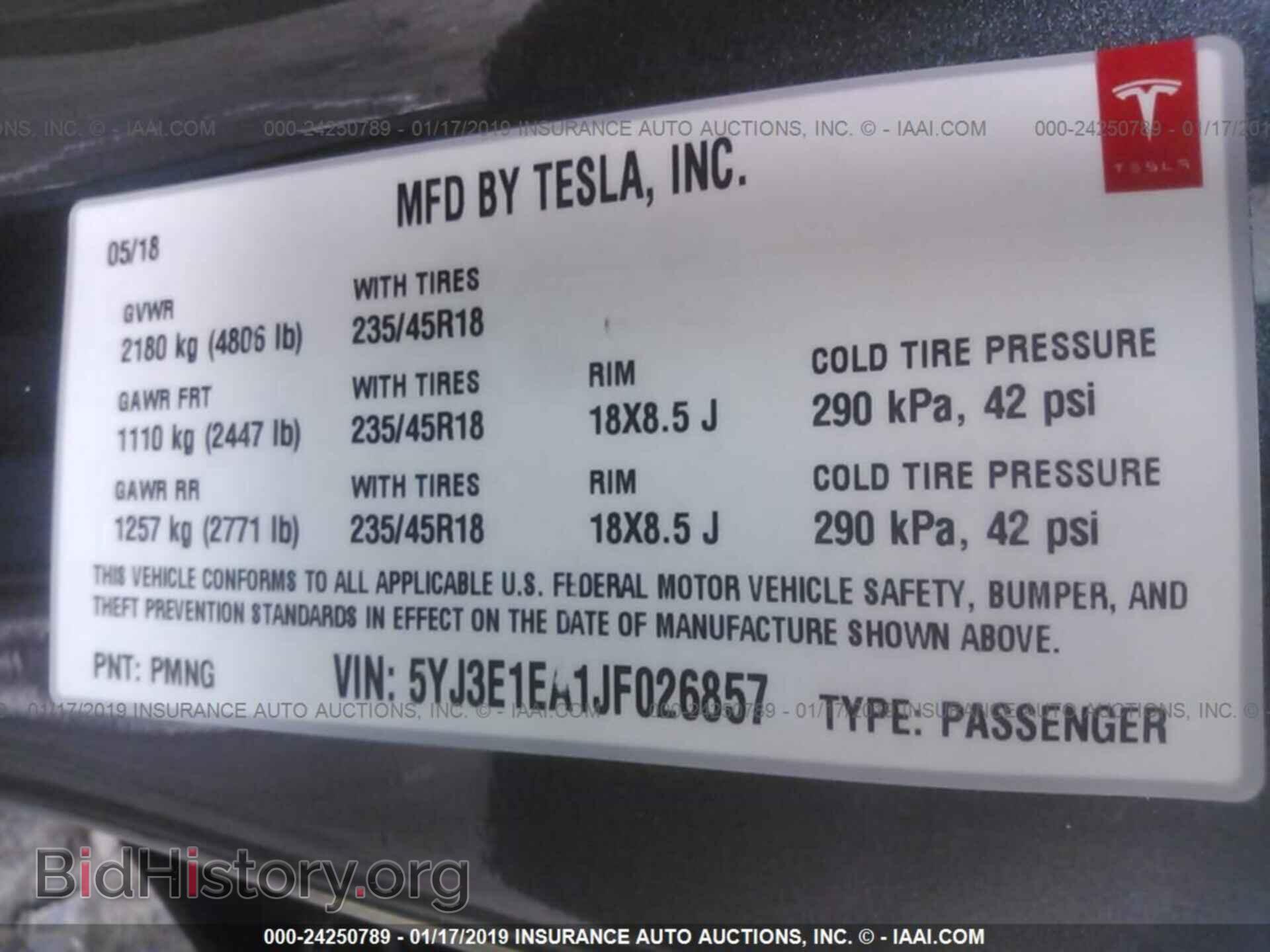 2018 TESLA MODEL 3 - VIN: 5YJ3E1EA1JF026857 - Photo 9