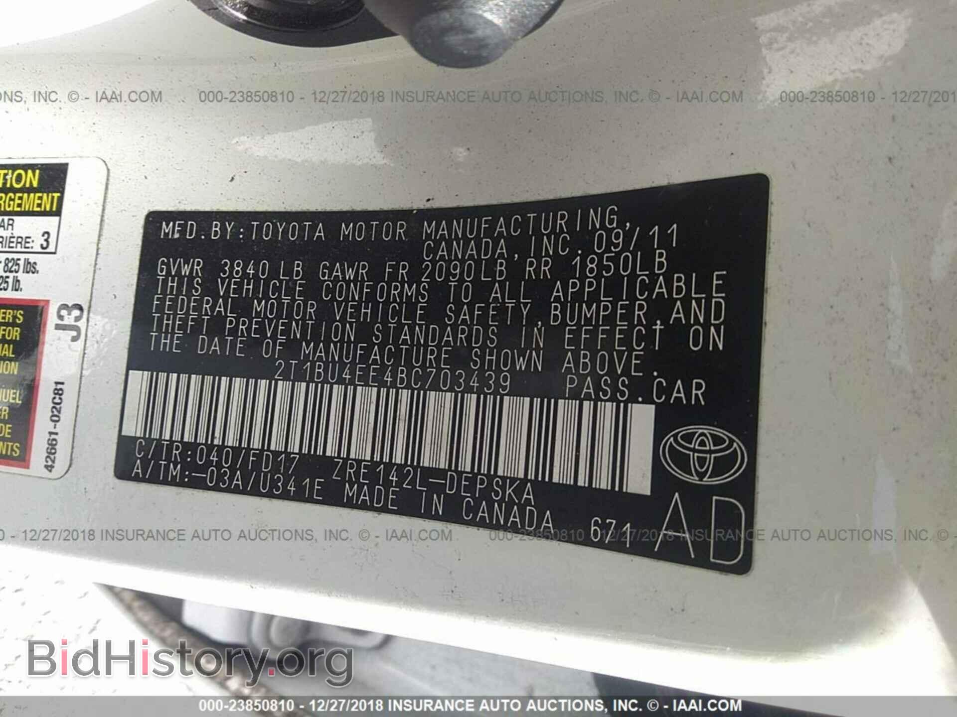 2011 TOYOTA COROLLA - VIN: 2T1BU4EE4BC703439 - Фото 9