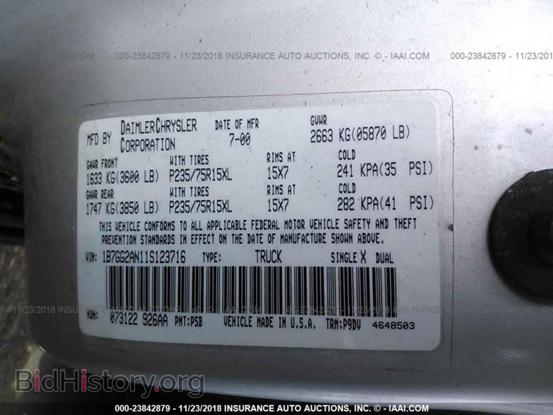 2001 DODGE DAKOTA - VIN: 1B7GG2AN11S123716 - Photo 9