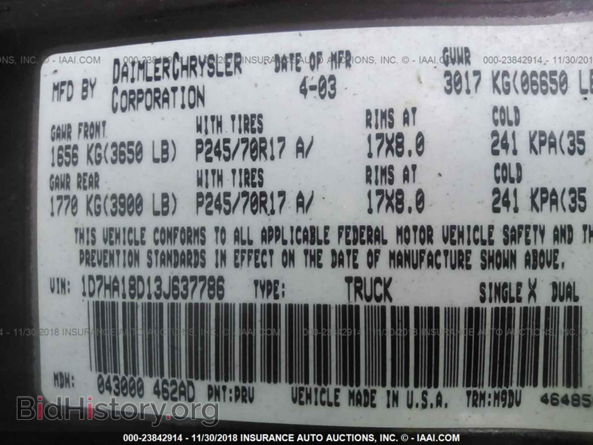 2003 DODGE RAM 1500 - VIN: 1D7HA18D13J637786 - Photo 9