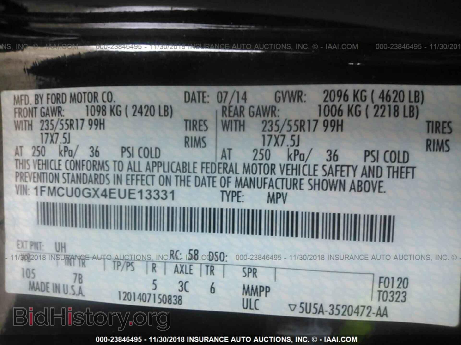 2014 FORD ESCAPE - VIN: 1FMCU0GX4EUE13331 - Photo 9