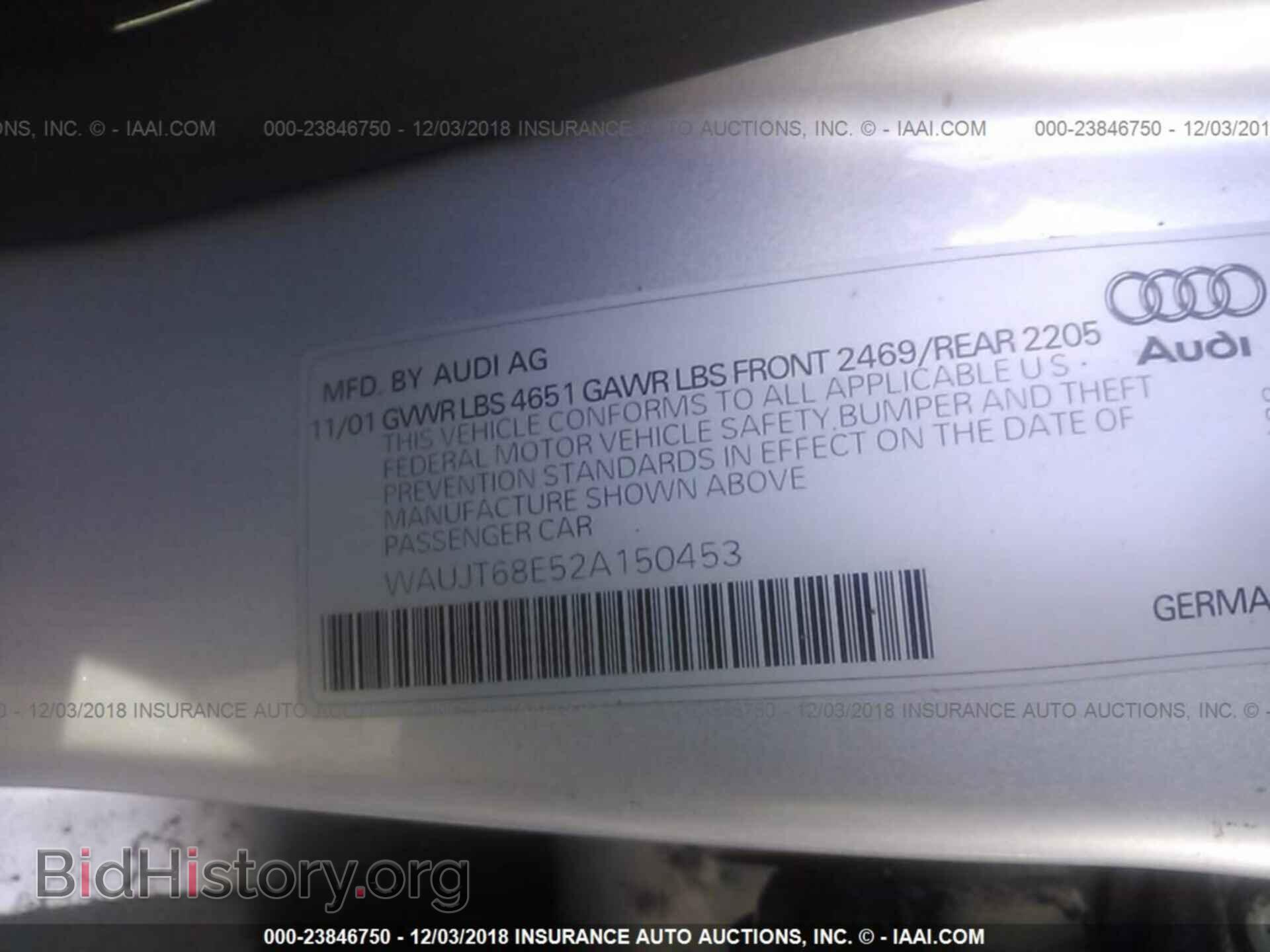 2002 AUDI A4 - VIN: WAUJT68E52A150453 - Photo 9
