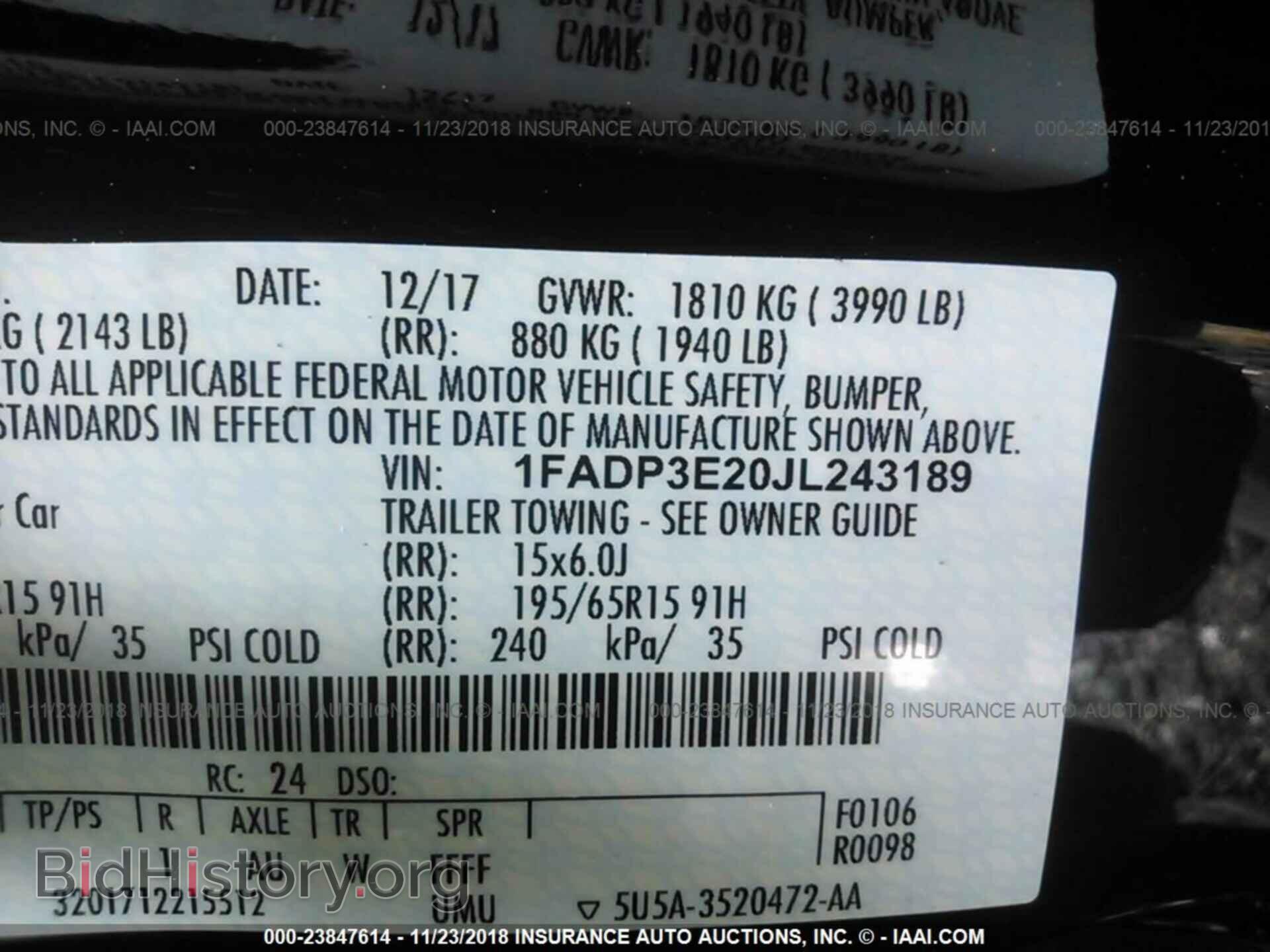 2018 FORD FOCUS - VIN: 1FADP3E20JL243189 - Фото 9