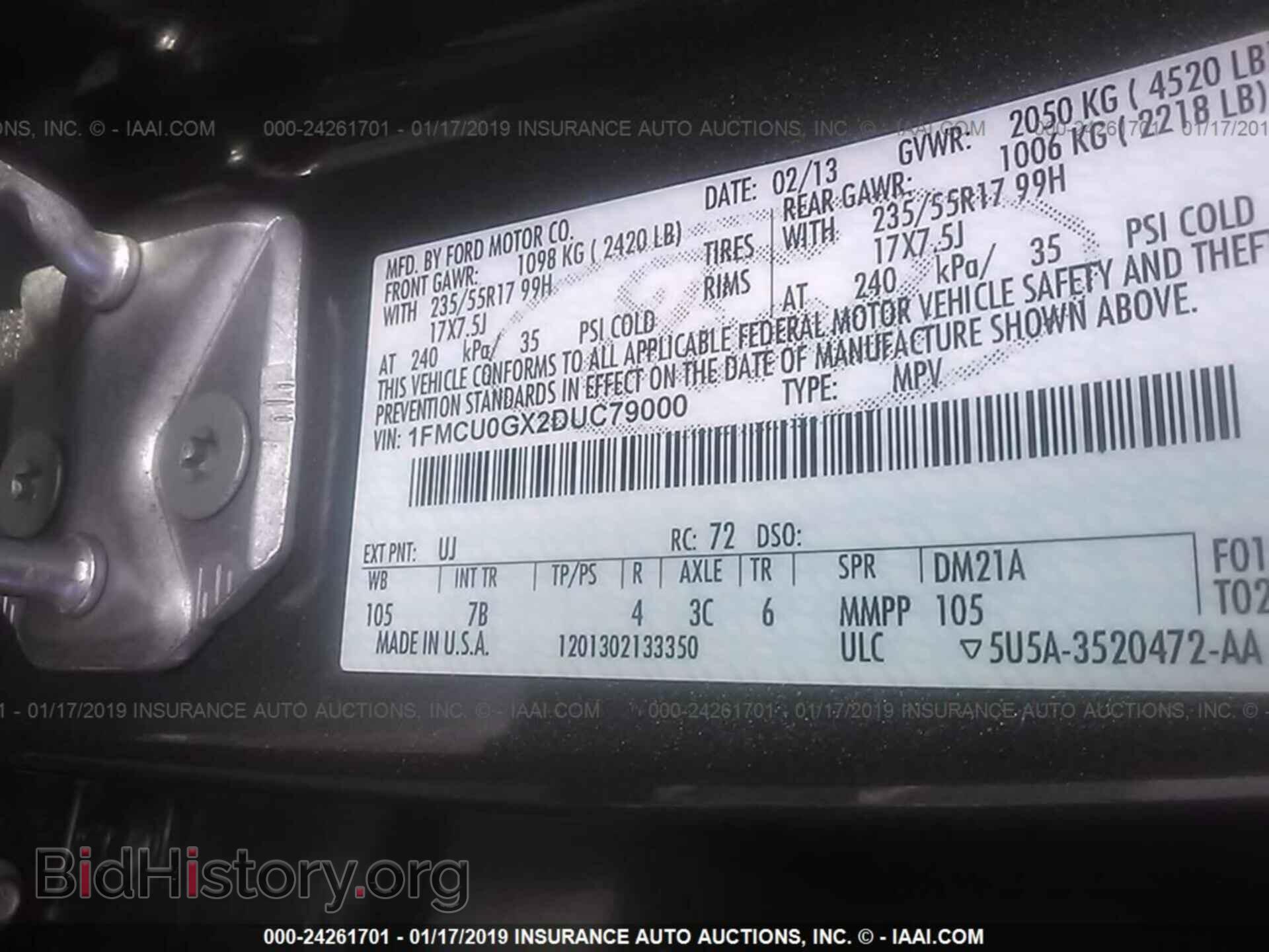 2013 FORD ESCAPE - VIN: 1FMCU0GX2DUC79000 - Photo 9