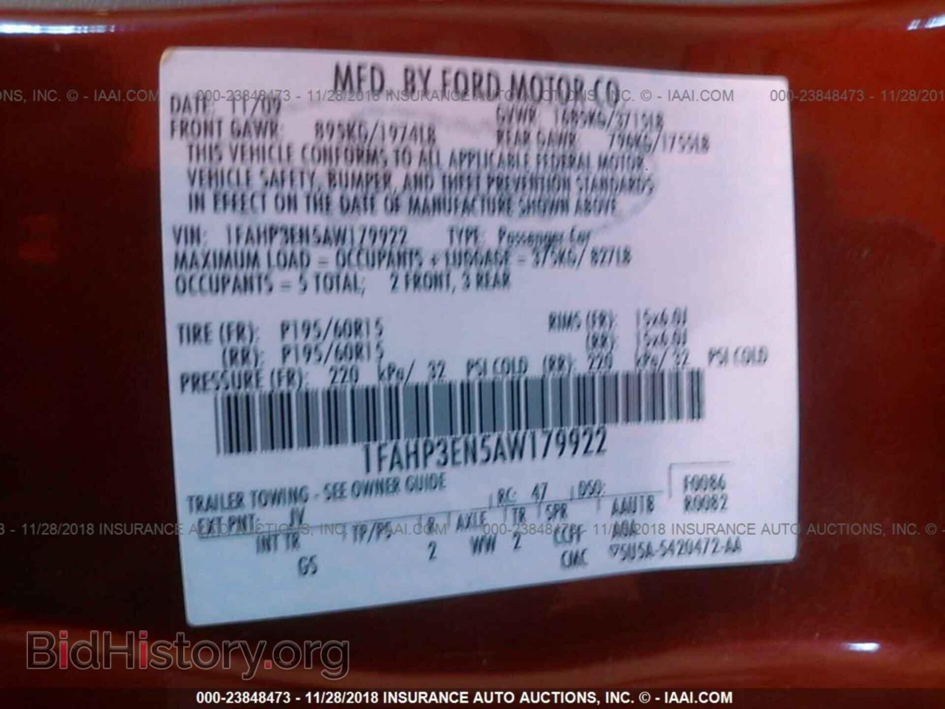 2010 FORD FOCUS - VIN: 1FAHP3EN5AW179922 - Фото 9