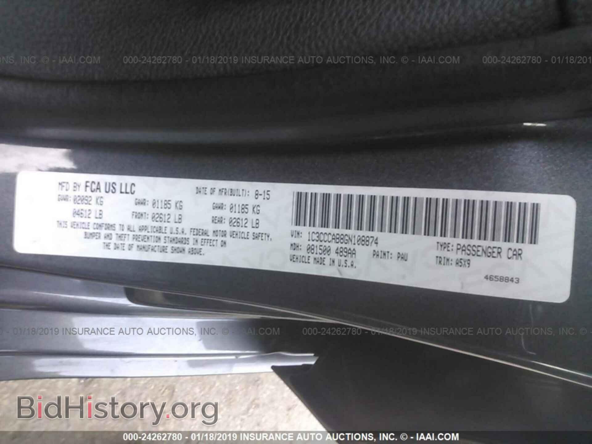 2016 CHRYSLER 200 - VIN: 1C3CCCAB8GN108874 - Фото 9