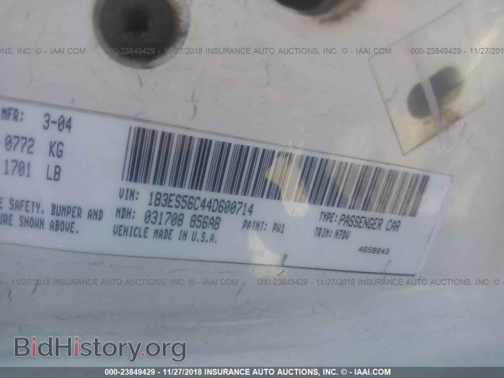 2004 DODGE NEON - VIN: 1B3ES56C44D600714 - Фото 9