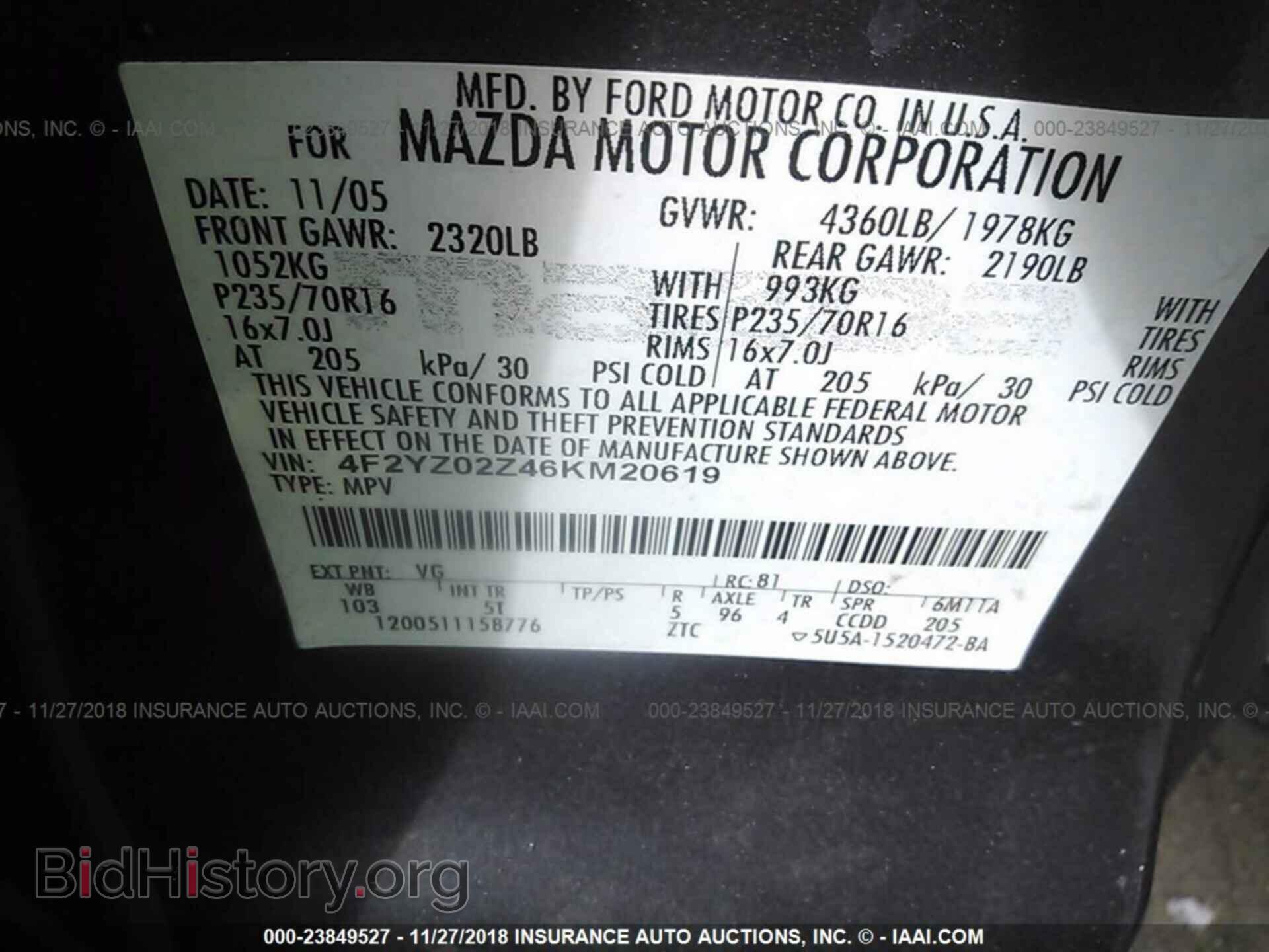 2006 MAZDA TRIBUTE - VIN: 4F2YZ02Z46KM20619 - Фото 9