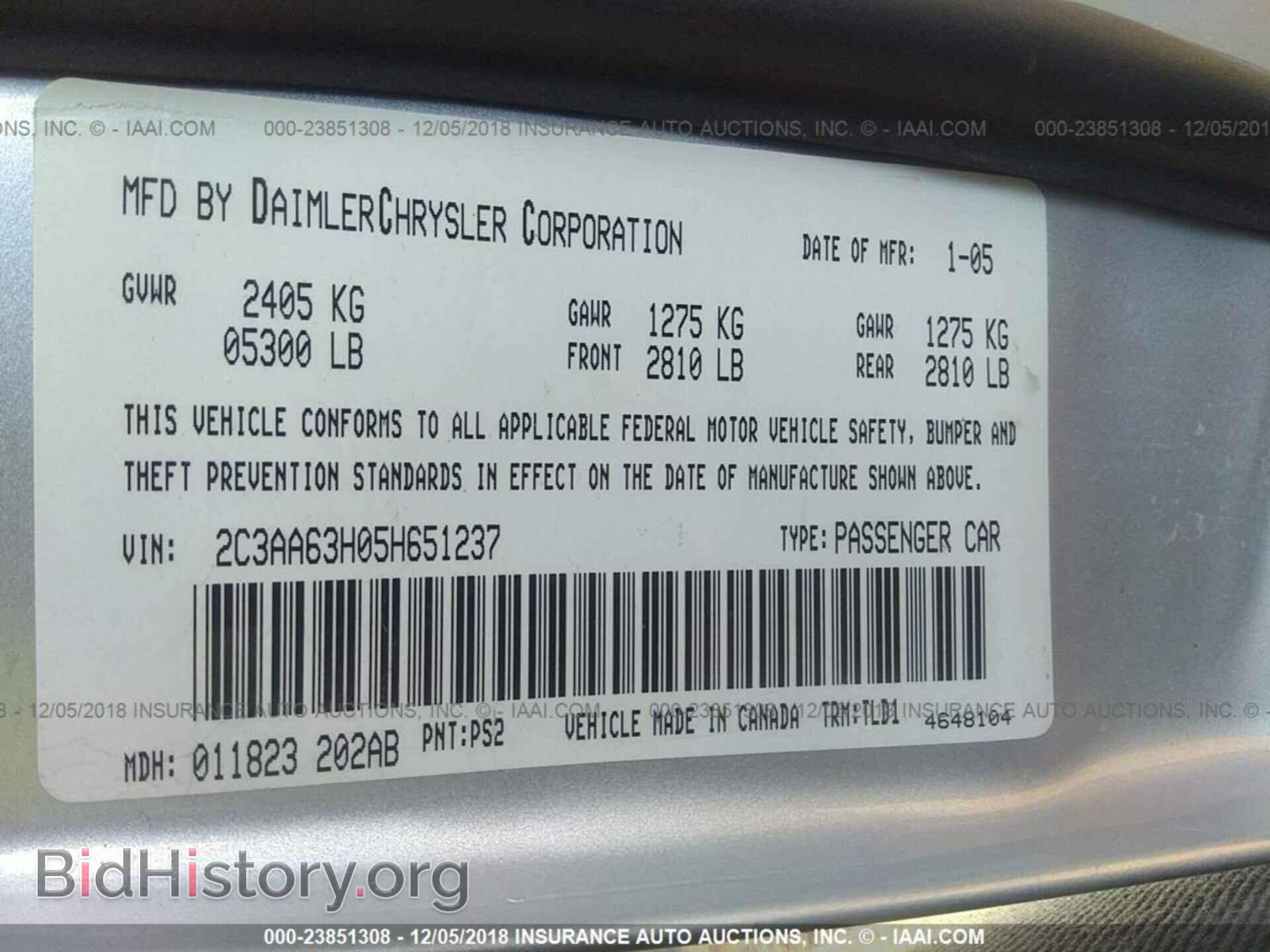 2005 CHRYSLER 300C - VIN: 2C3AA63H05H651237 - Photo 9