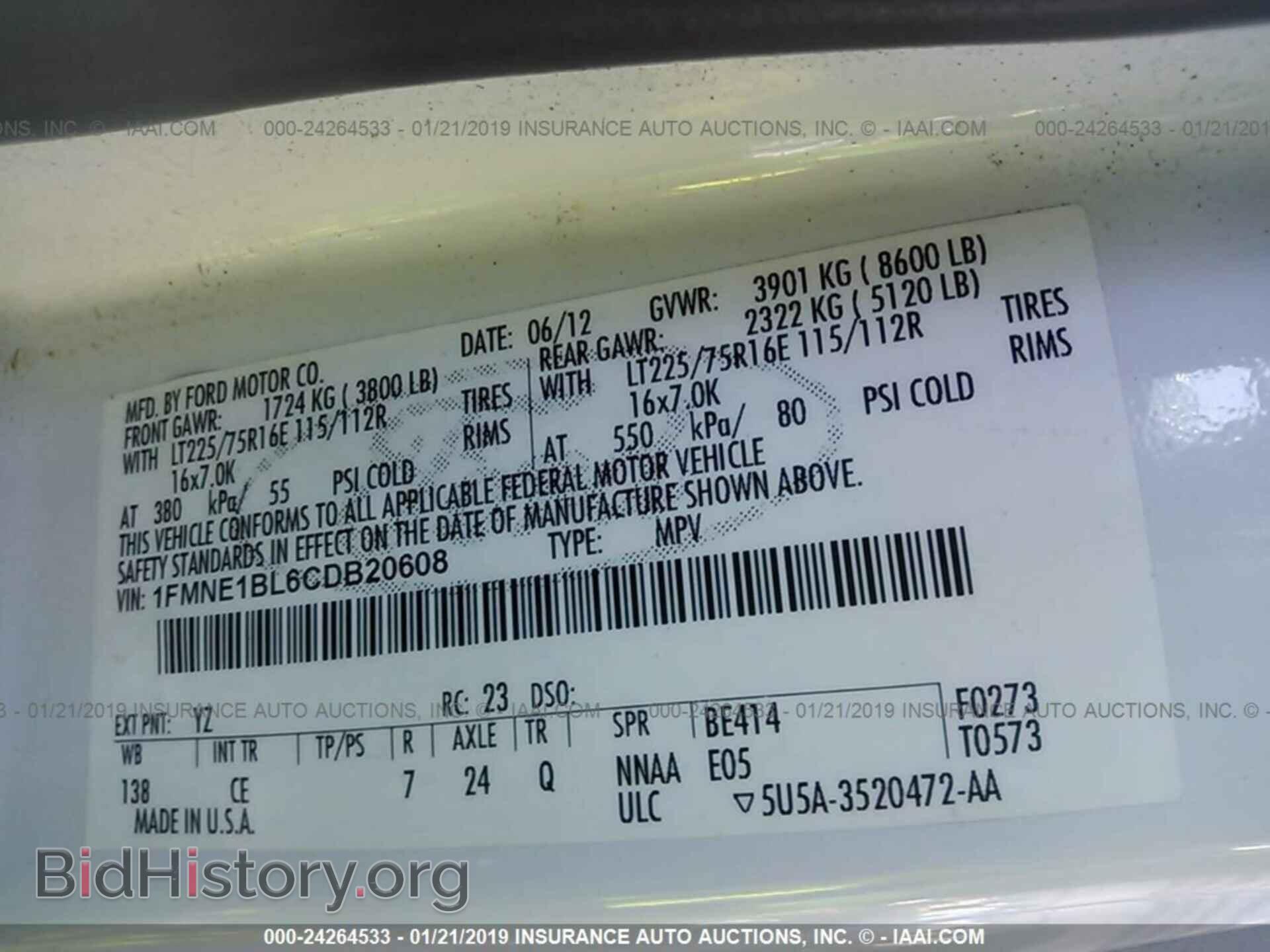 2012 FORD ECONOLINE - VIN: 1FMNE1BL6CDB20608 - Photo 9