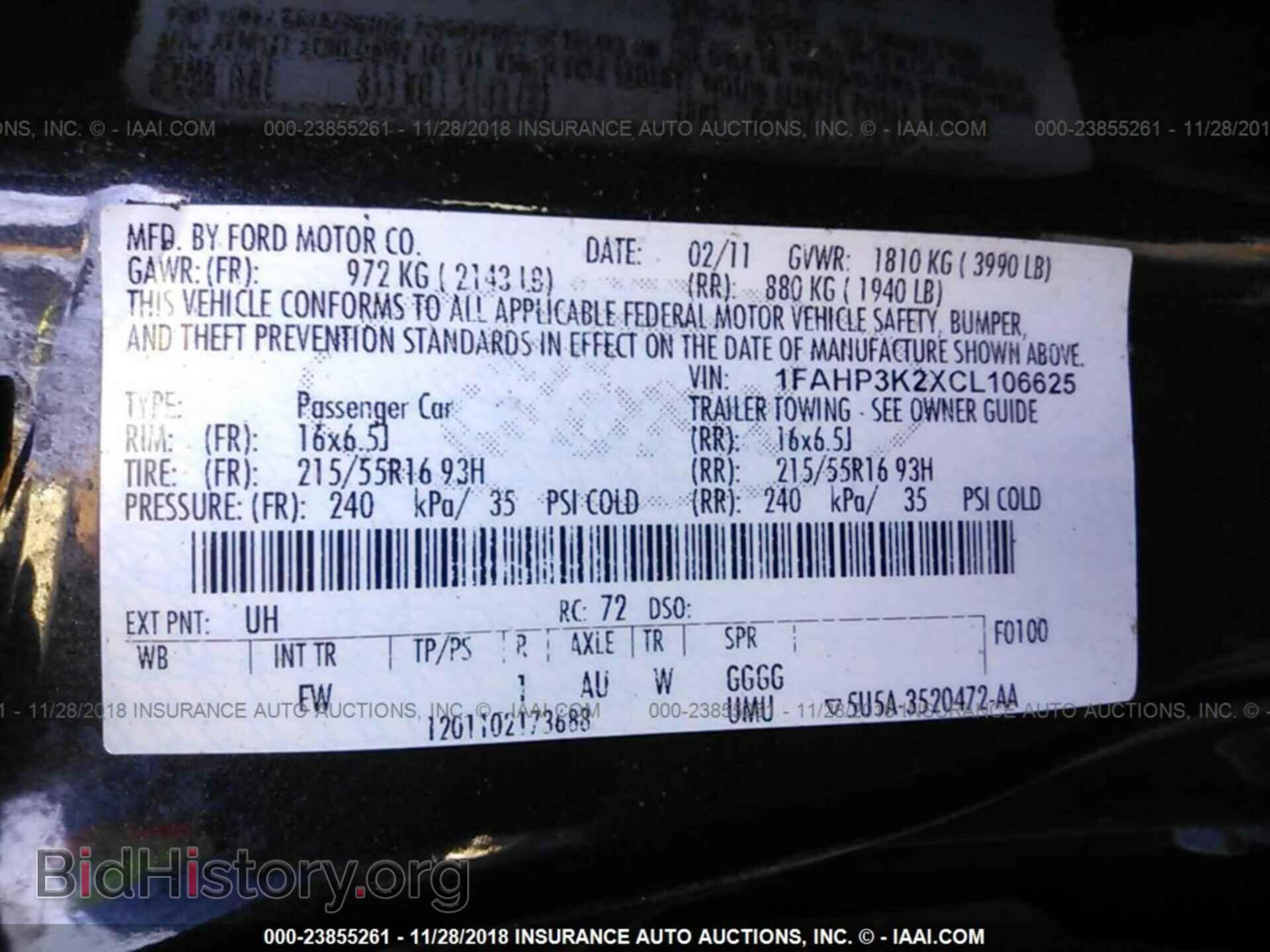 2012 FORD FOCUS - VIN: 1FAHP3K2XCL106625 - Фото 9