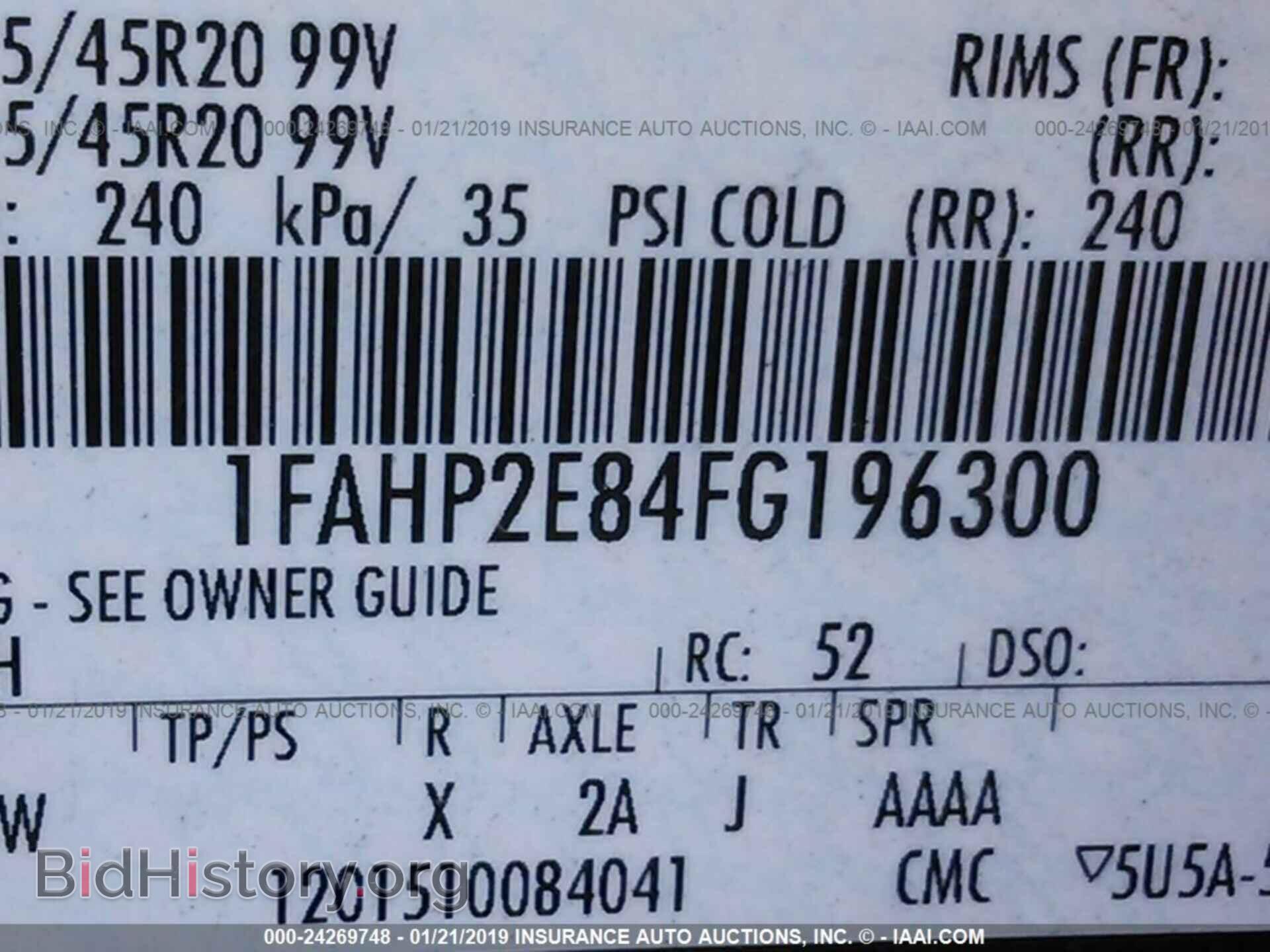 2015 FORD TAURUS - VIN: 1FAHP2E84FG196300 - Фото 9