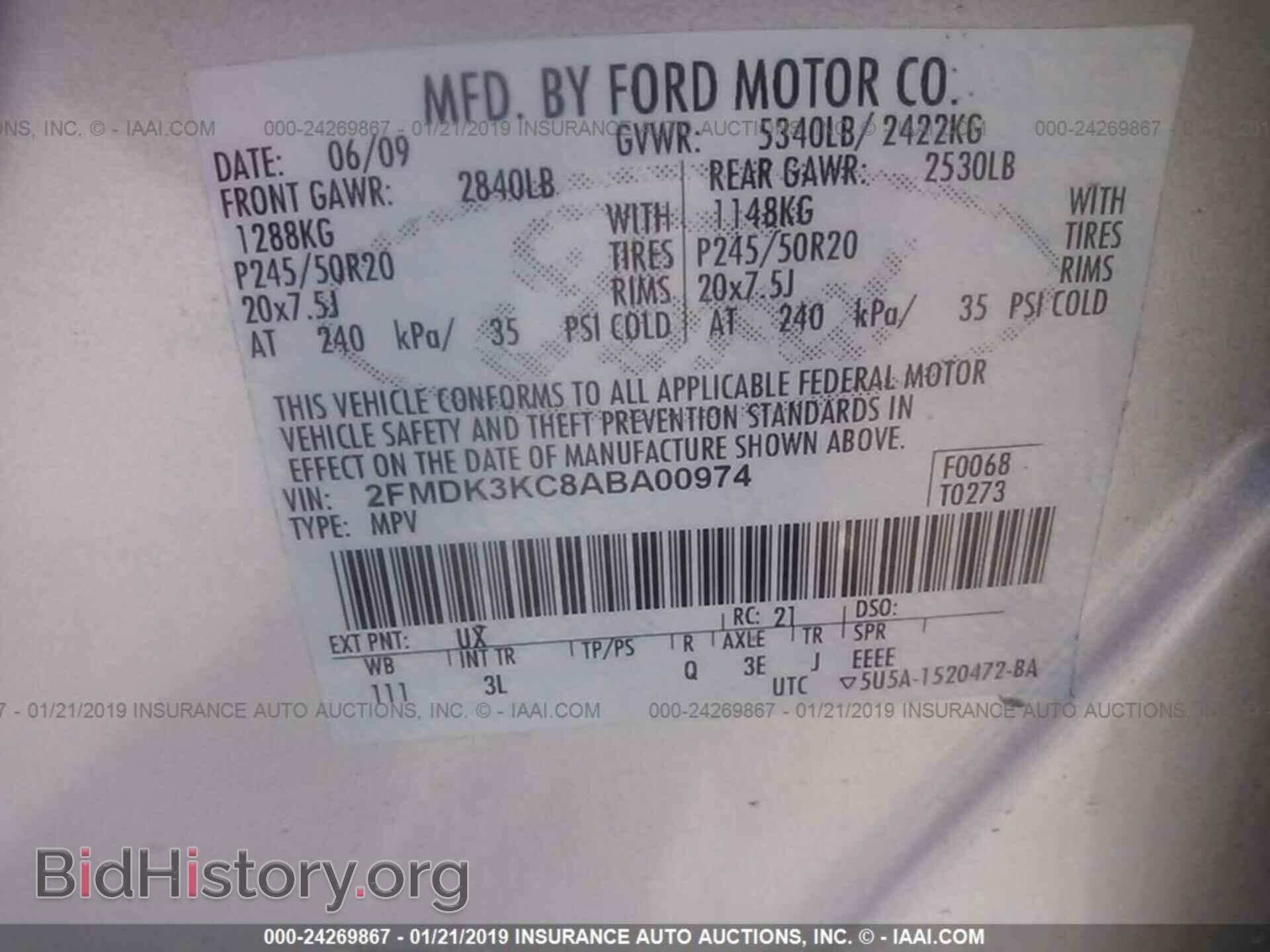 2010 FORD EDGE - VIN: 2FMDK3KC8ABA00974 - Photo 9