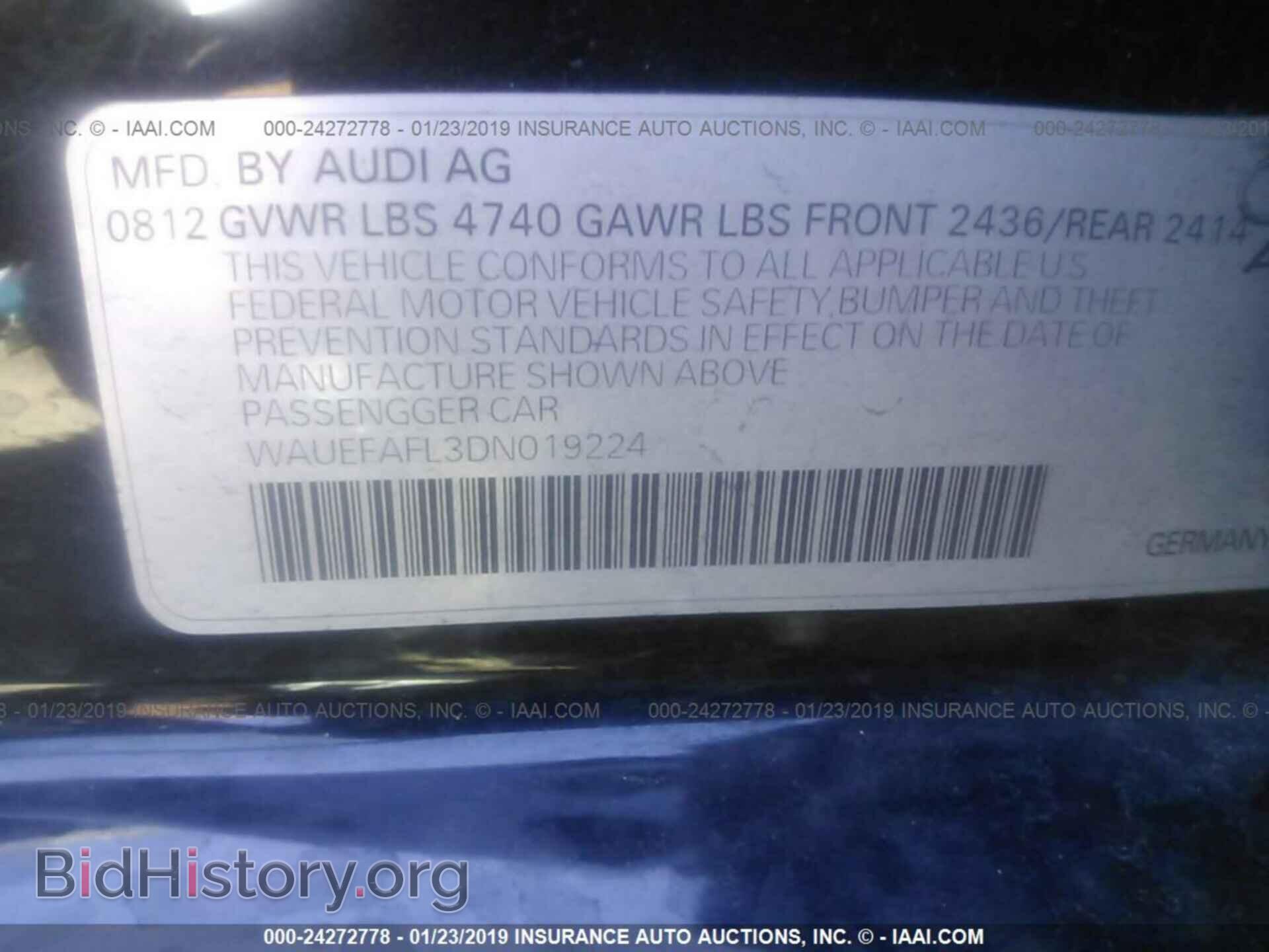 2013 AUDI A4 - VIN: WAUEFAFL3DN019224 - Фото 9