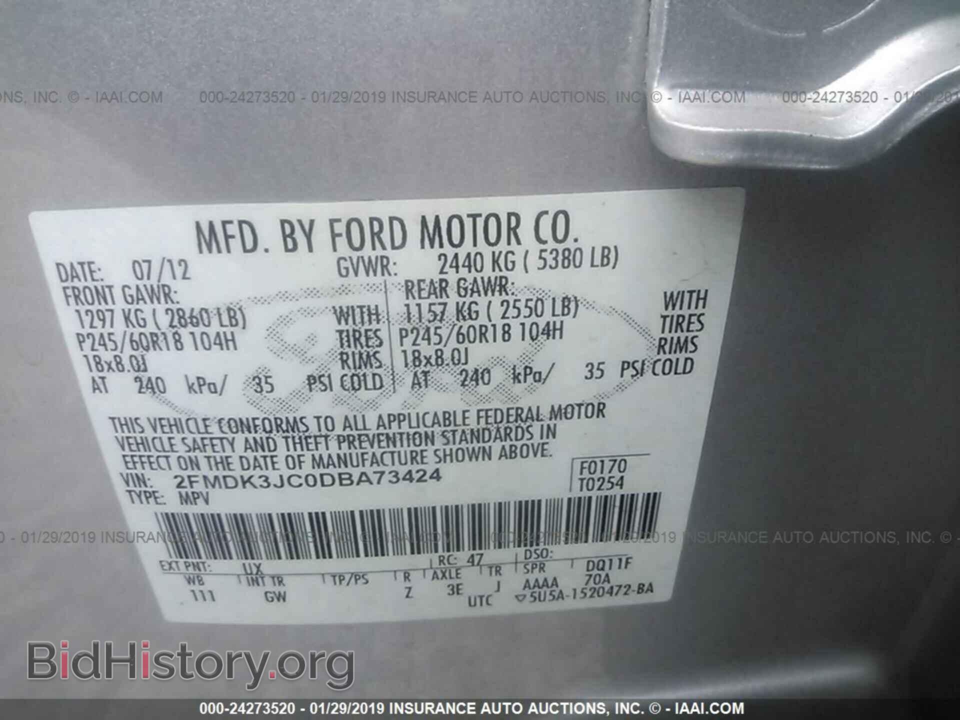 2013 FORD EDGE - VIN: 2FMDK3JC0DBA73424 - Фото 9
