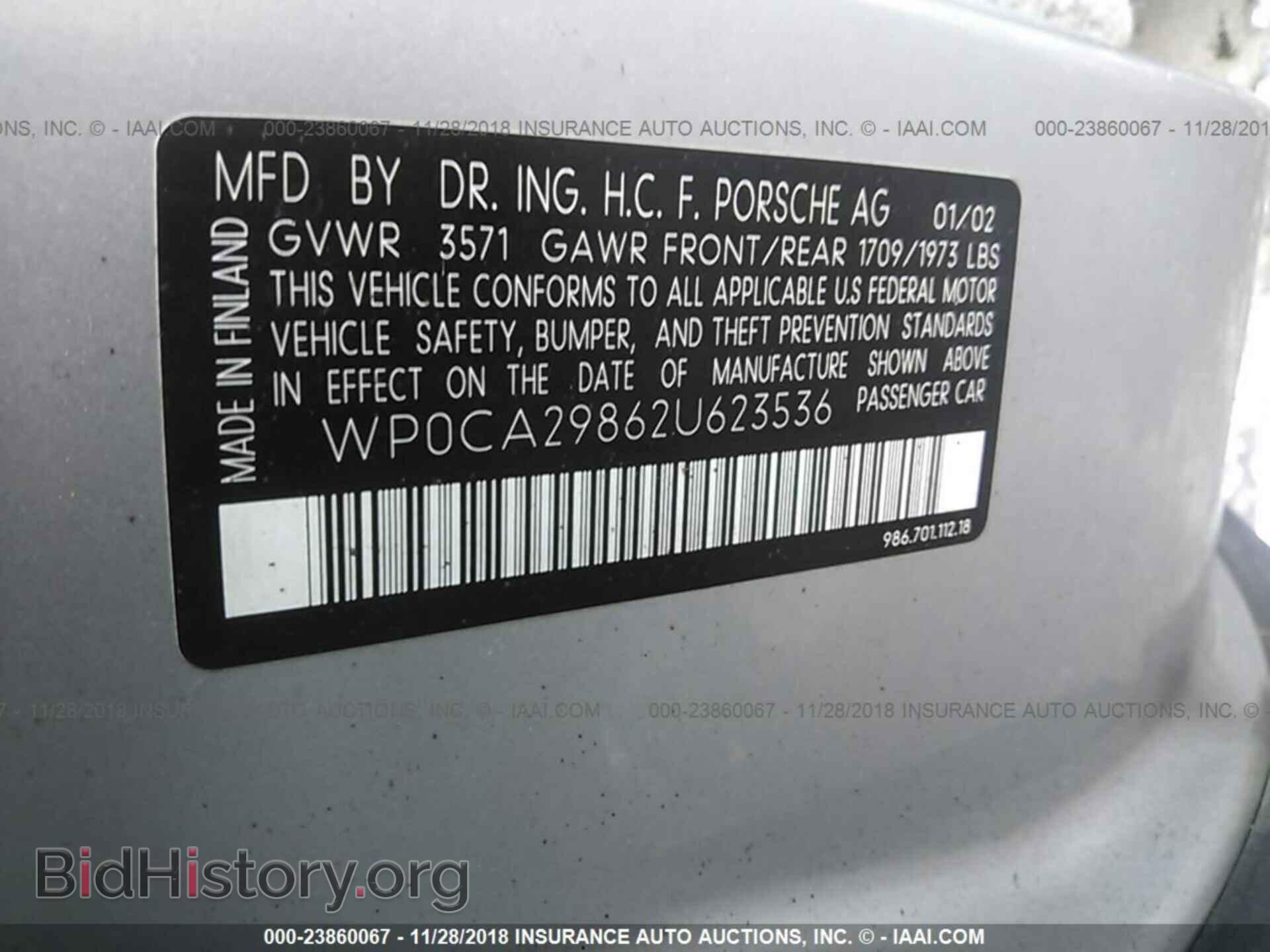 2002 PORSCHE BOXSTER - VIN: WP0CA29862U623536 - Фото 9