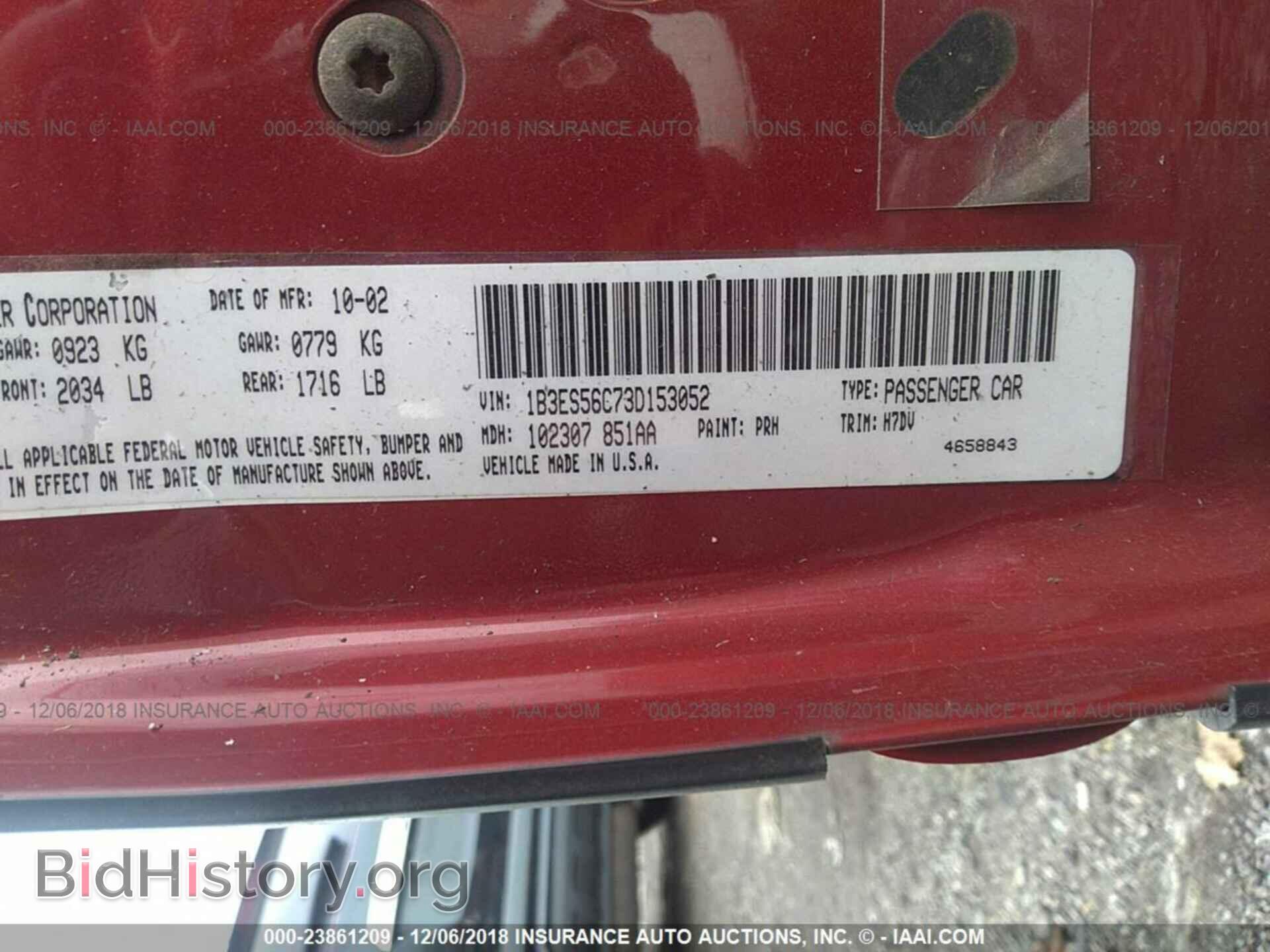 2003 DODGE NEON - VIN: 1B3ES56C73D153052 - Photo 9