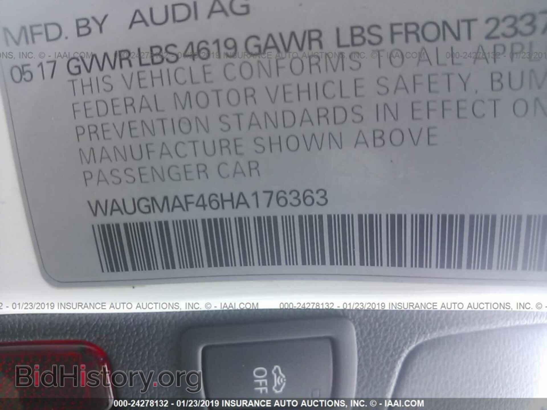 2017 AUDI A4 - VIN: WAUGMAF46HA176363 - Фото 9