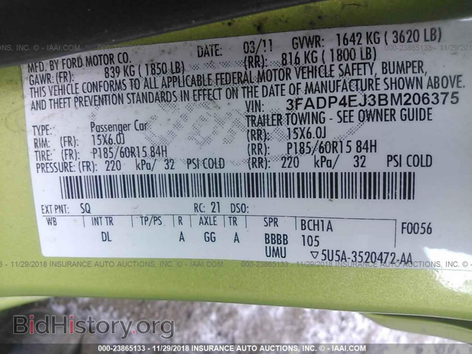 2011 FORD FIESTA - VIN: 3FADP4EJ3BM206375 - Фото 9