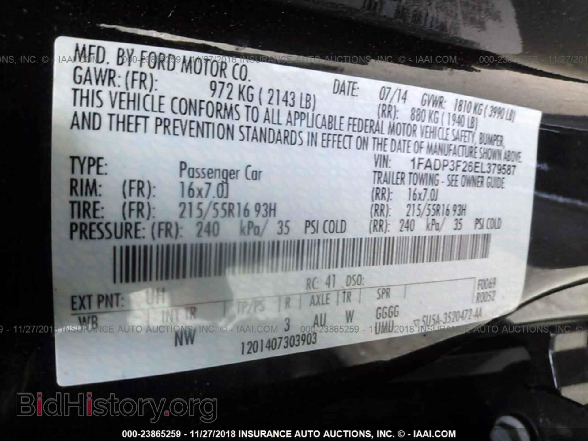 2014 FORD FOCUS - VIN: 1FADP3F26EL379587 - Фото 9