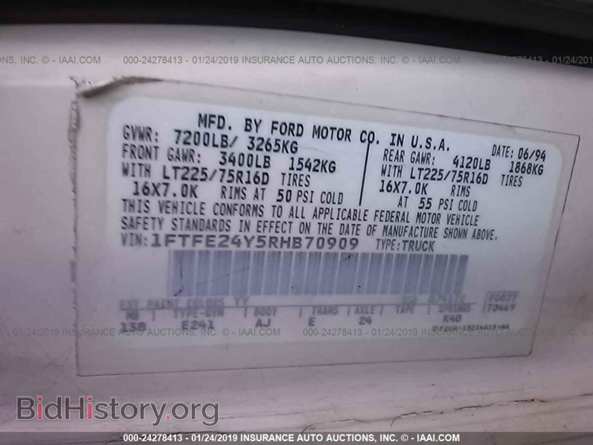 1994 FORD ECONOLINE - VIN: 1FTFE24Y5RHB70909 - Photo 9