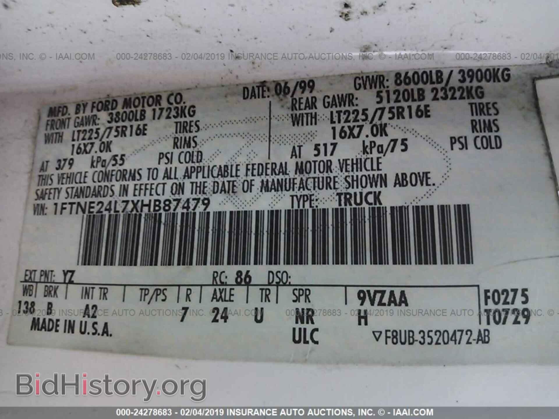 1999 FORD ECONOLINE - VIN: 1FTNE24L7XHB87479 - Photo 9