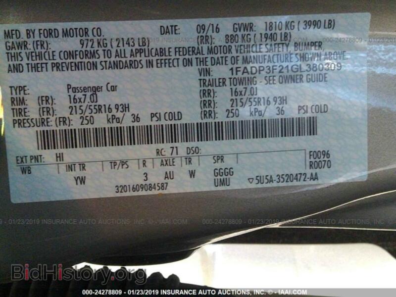 2016 Ford FOCUS (VIN 1FADP3F21GL380309) — фото 9 из 10