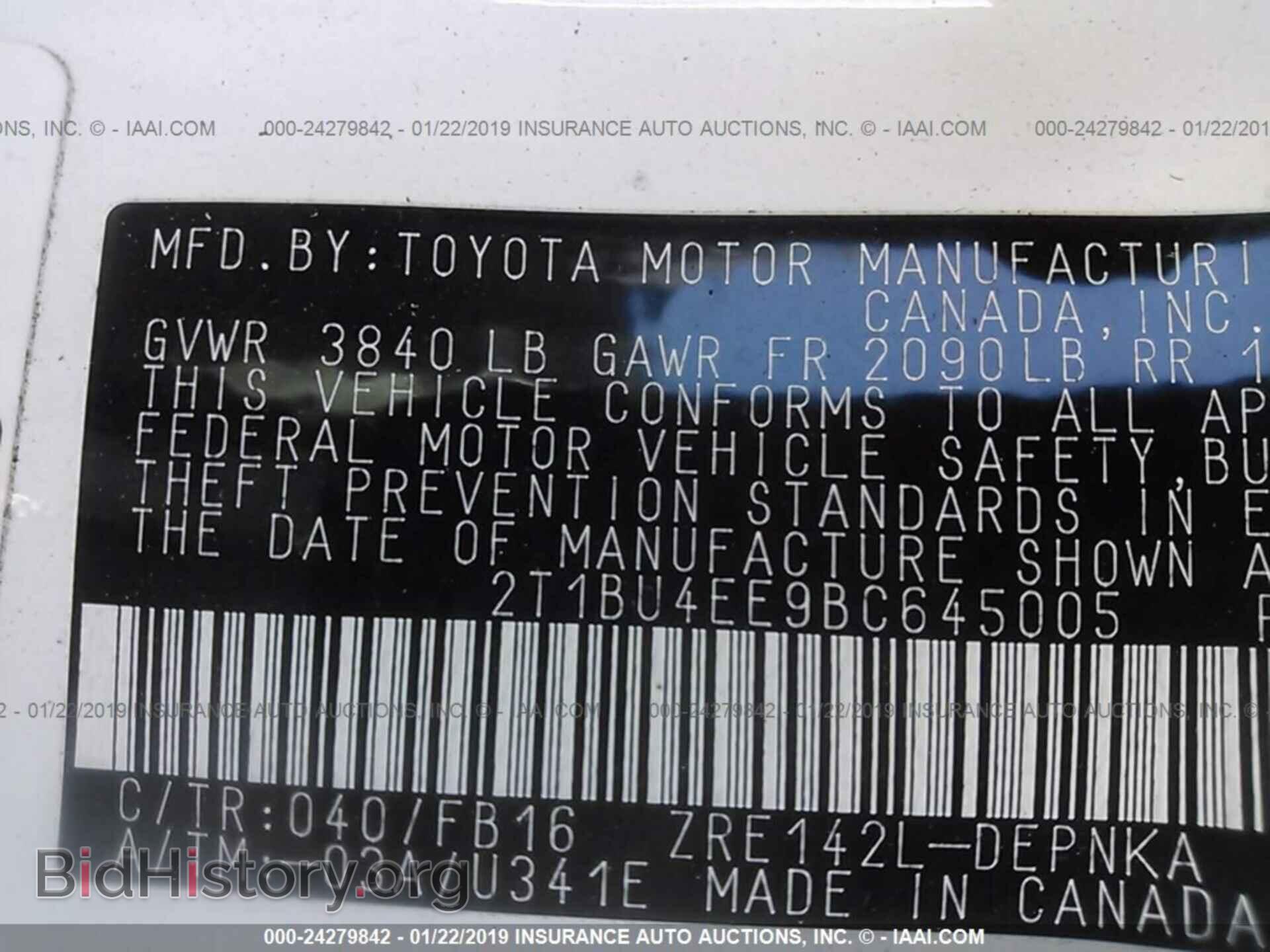 2011 TOYOTA COROLLA - VIN: 2T1BU4EE9BC645005 - Фото 9
