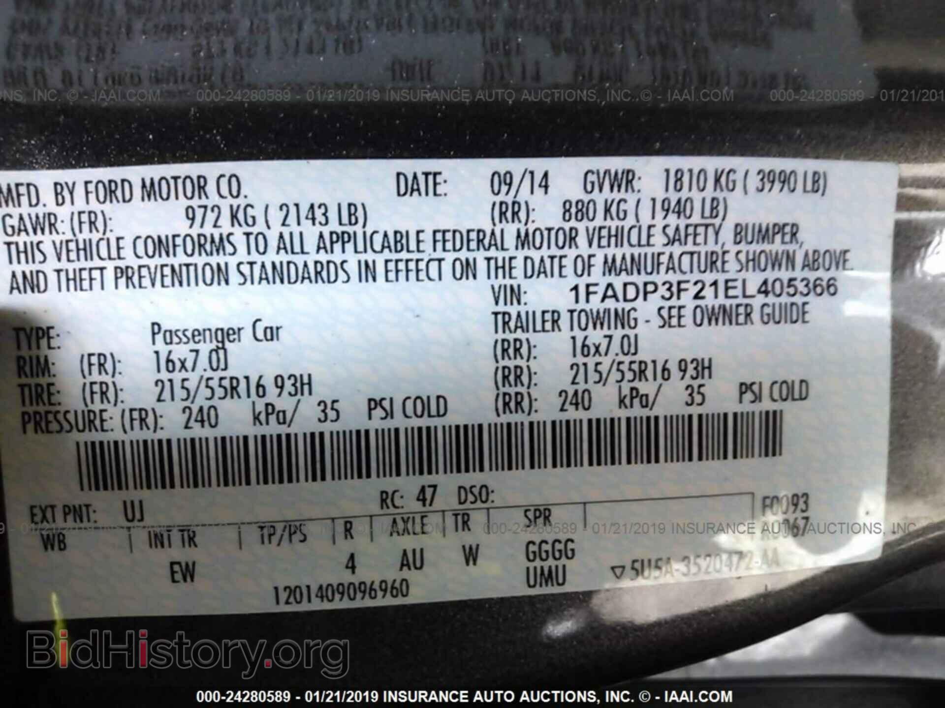 2014 FORD FOCUS - VIN: 1FADP3F21EL405366 - Фото 9