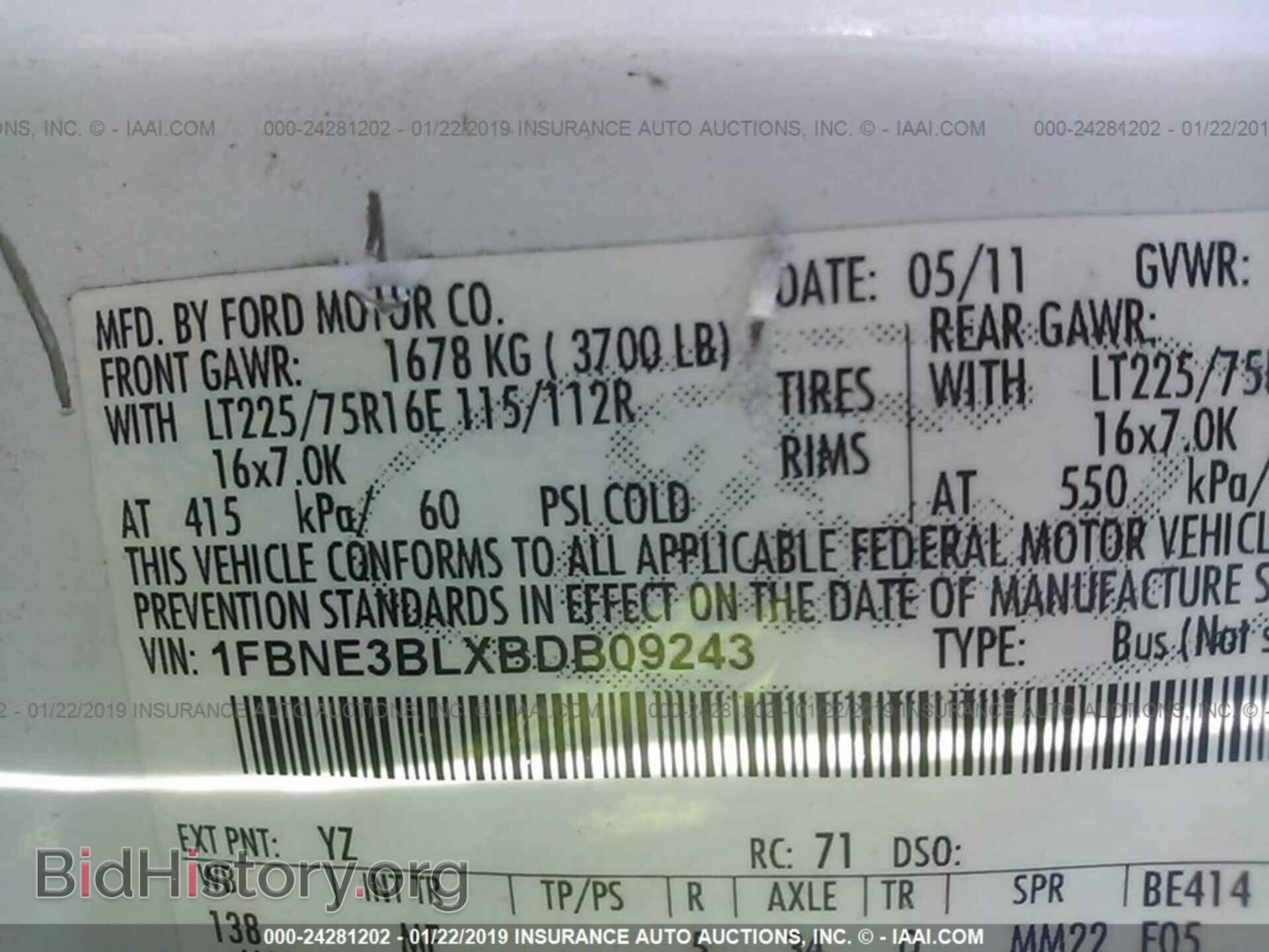 2011 FORD ECONOLINE - VIN: 1FBNE3BLXBDB09243 - Фото 9