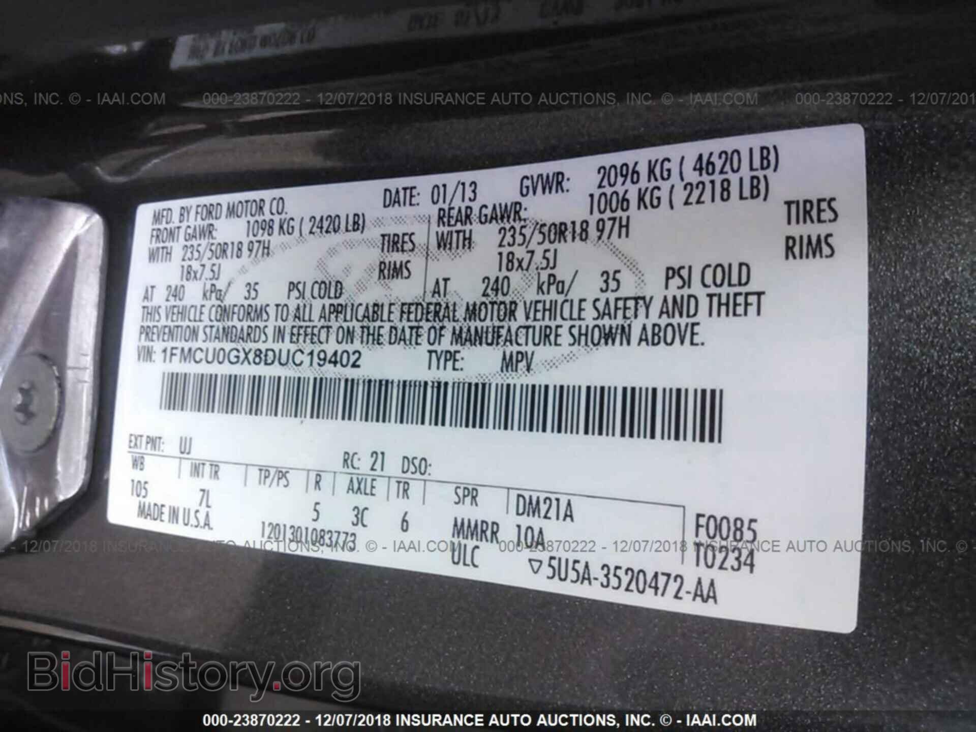 2013 FORD ESCAPE - VIN: 1FMCU0GX8DUC19402 - Photo 9