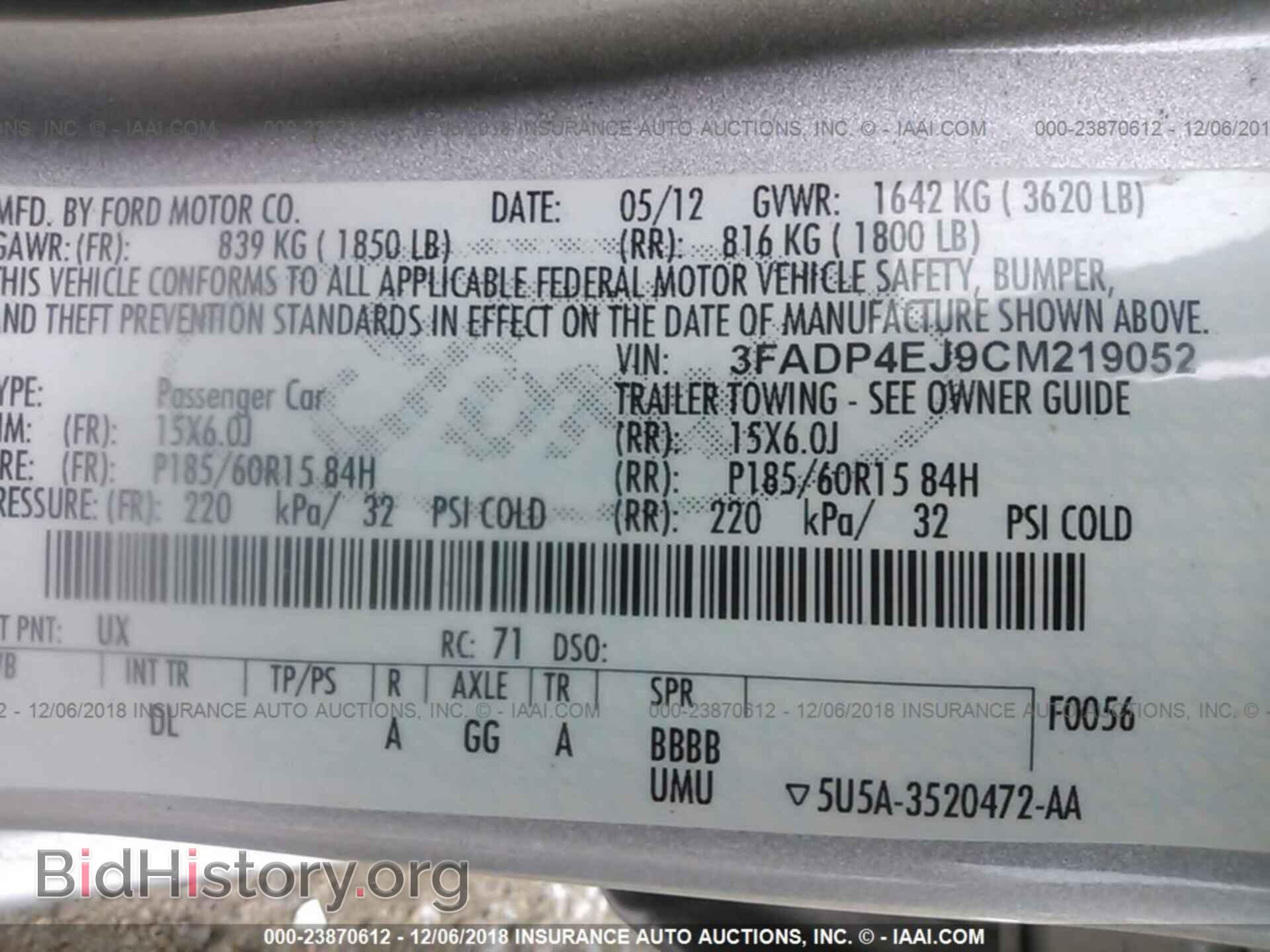 2012 FORD FIESTA - VIN: 3FADP4EJ9CM219052 - Photo 9