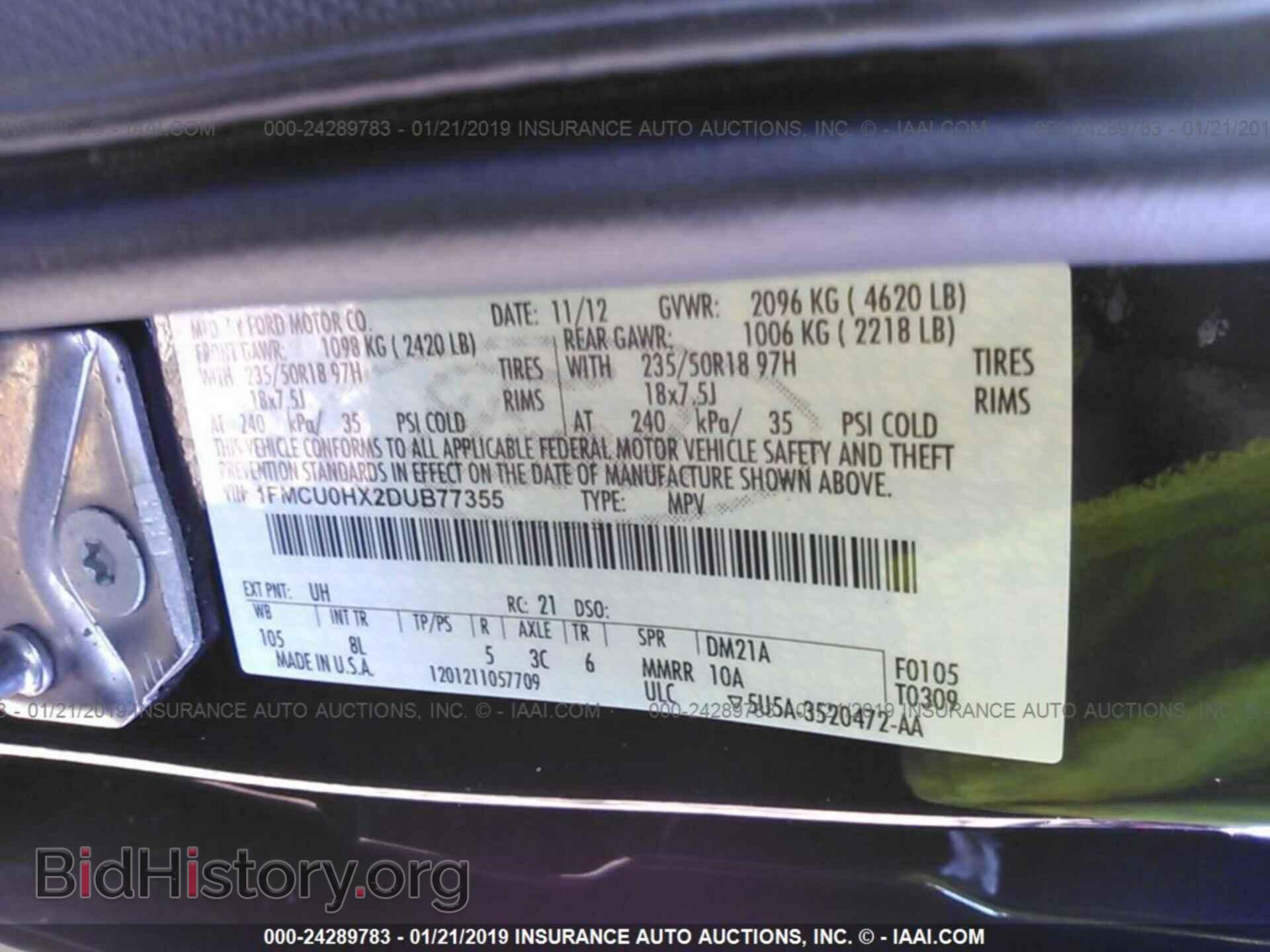 2013 FORD ESCAPE - VIN: 1FMCU0HX2DUB77355 - Photo 9