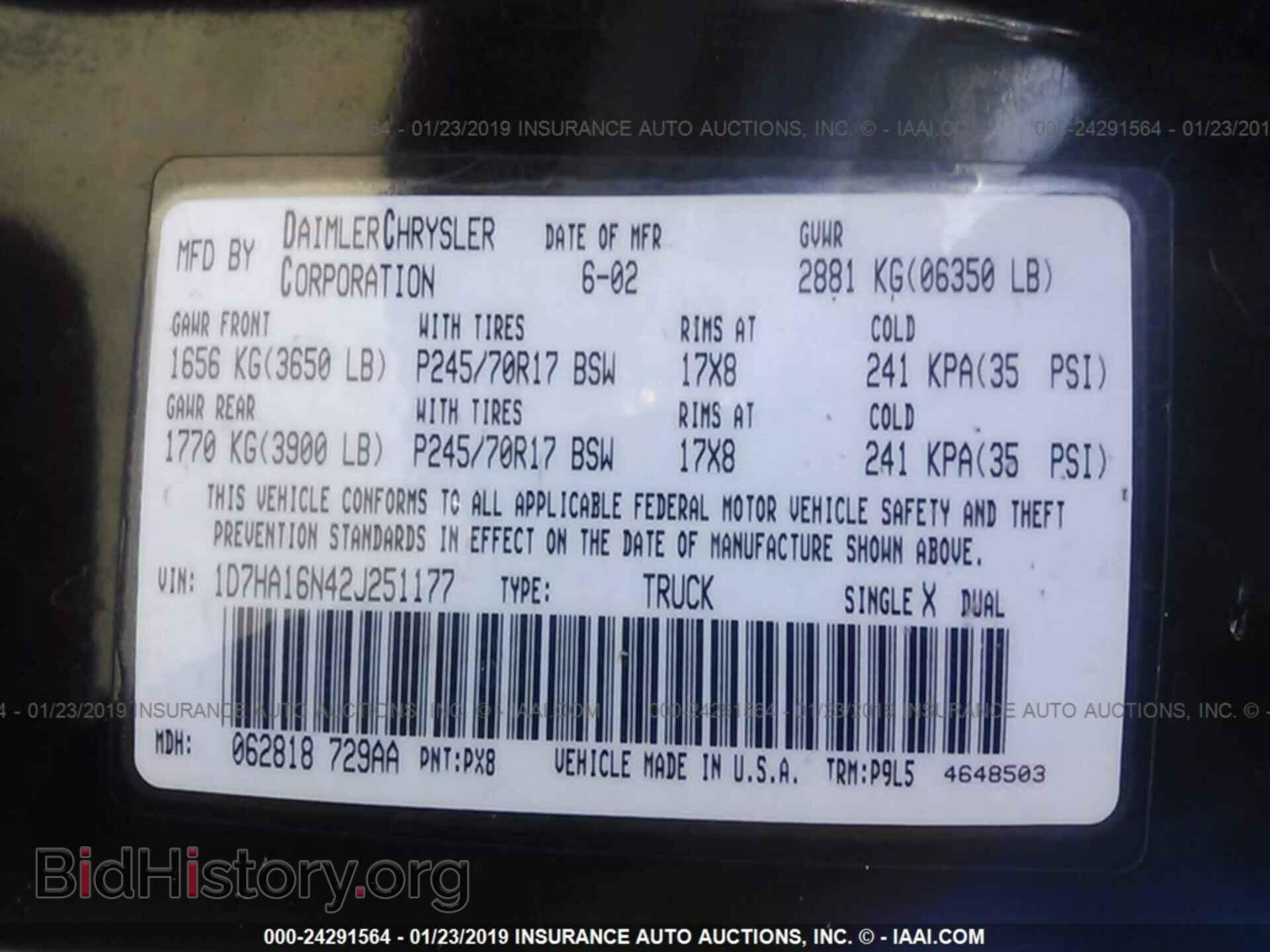 2002 DODGE RAM 1500 - VIN: 1D7HA16N42J251177 - Фото 9