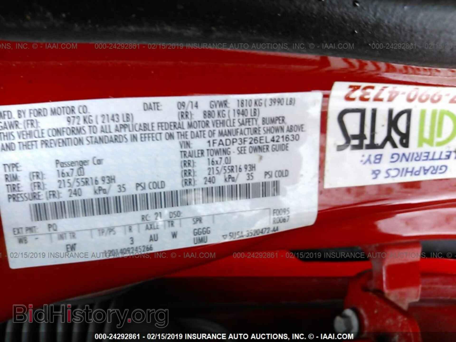 2014 FORD FOCUS - VIN: 1FADP3F26EL421630 - Фото 9