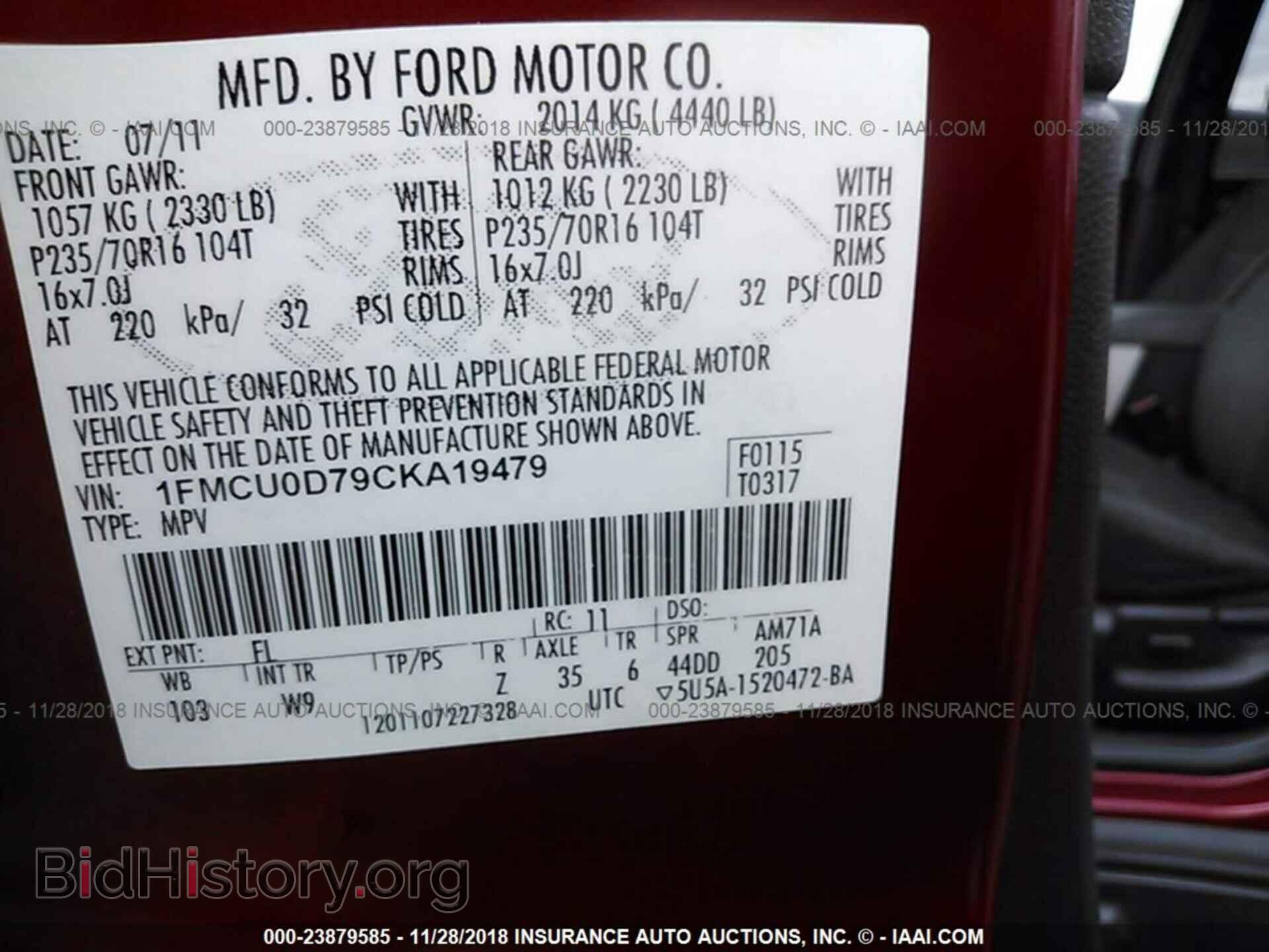 2012 FORD ESCAPE - VIN: 1FMCU0D79CKA19479 - Photo 9