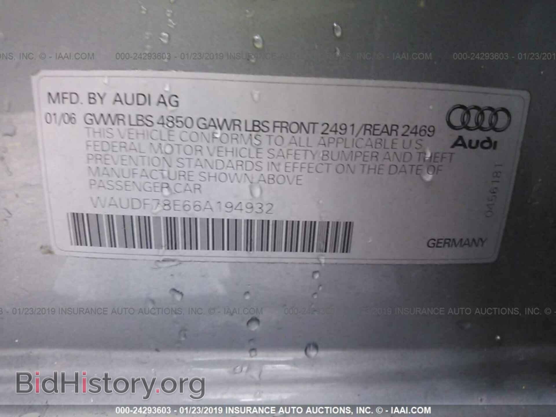 2006 AUDI A4 - VIN: WAUDF78E66A194932 - Photo 9