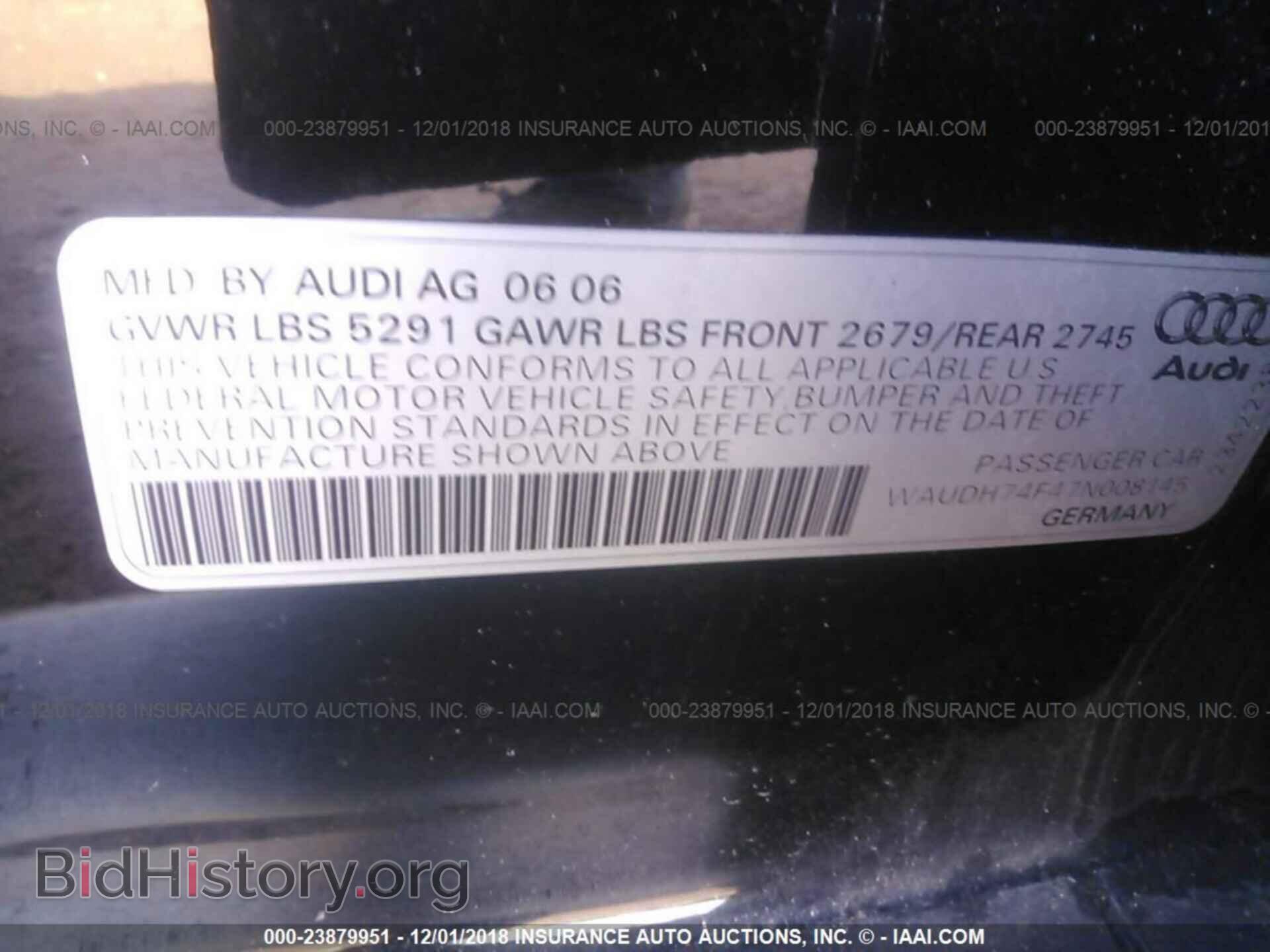 2007 AUDI A6 - VIN: WAUDH74F47N008145 - Фото 9