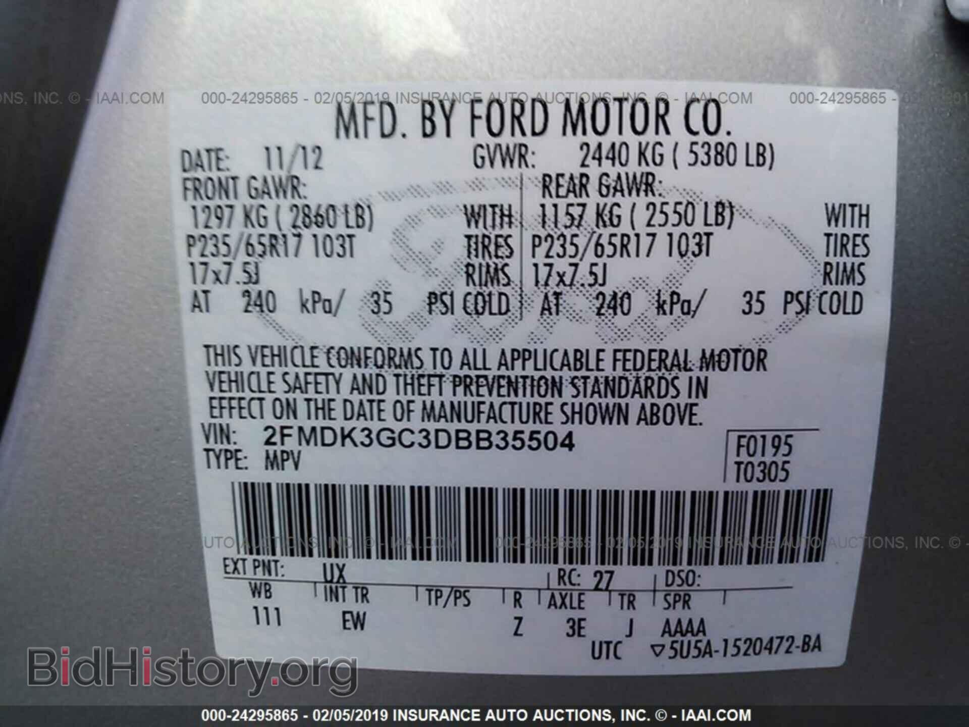 2013 FORD EDGE - VIN: 2FMDK3GC3DBB35504 - Фото 9