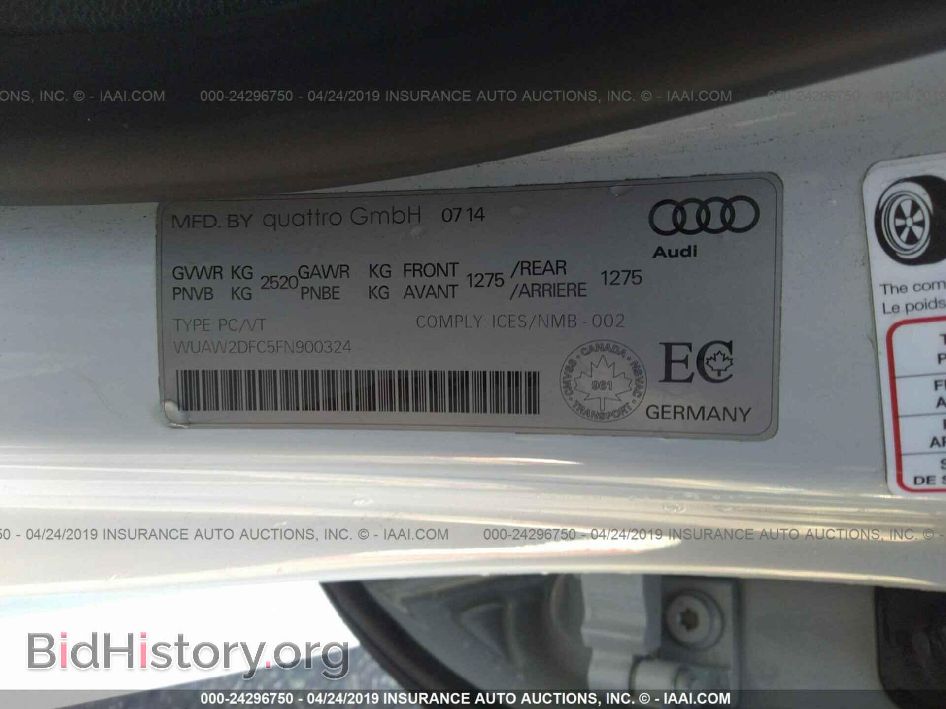 2015 AUDI RS7 - VIN: WUAW2DFC5FN900324 - Фото 9