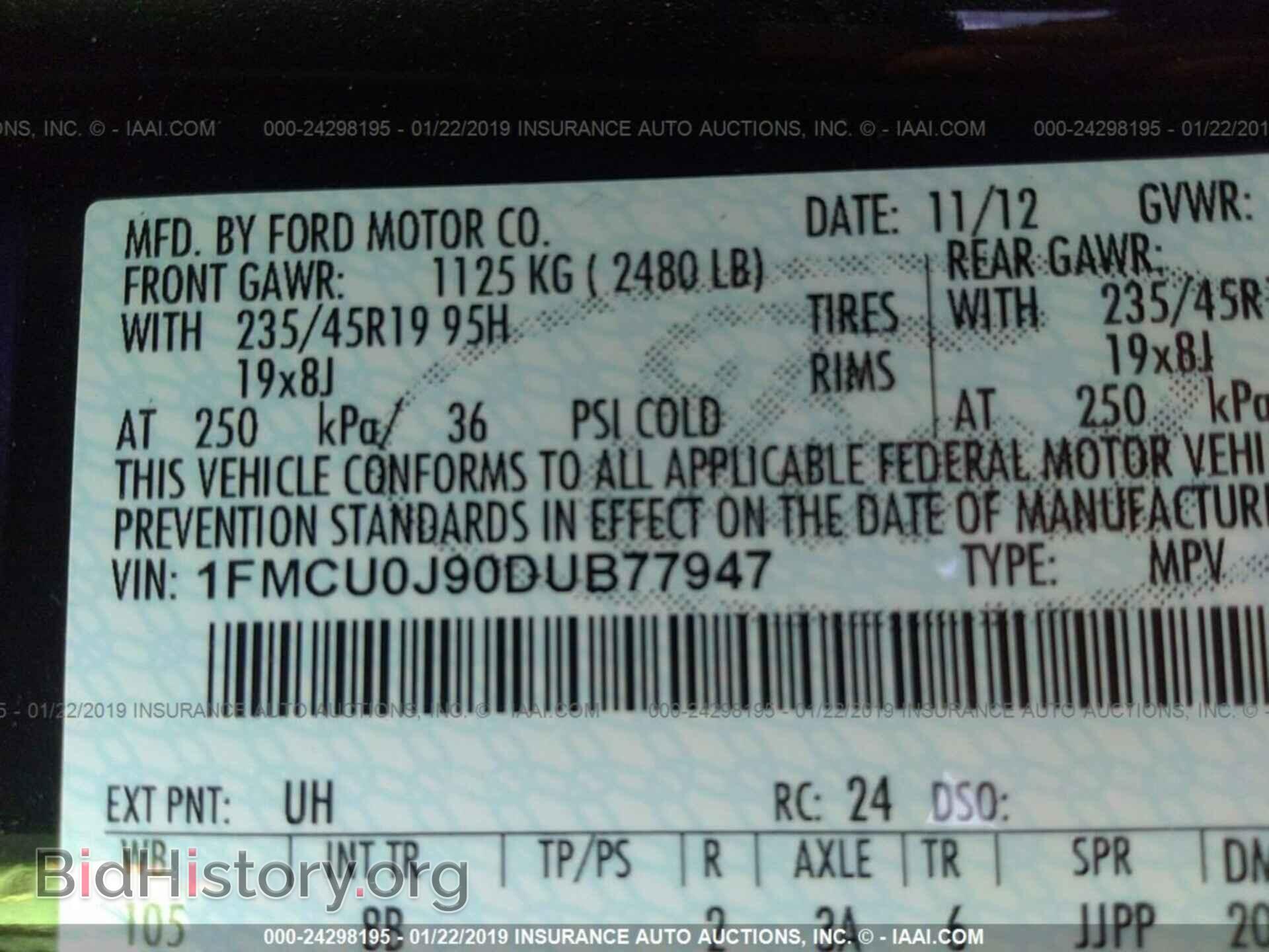 2013 FORD ESCAPE - VIN: 1FMCU0J90DUB77947 - Photo 9