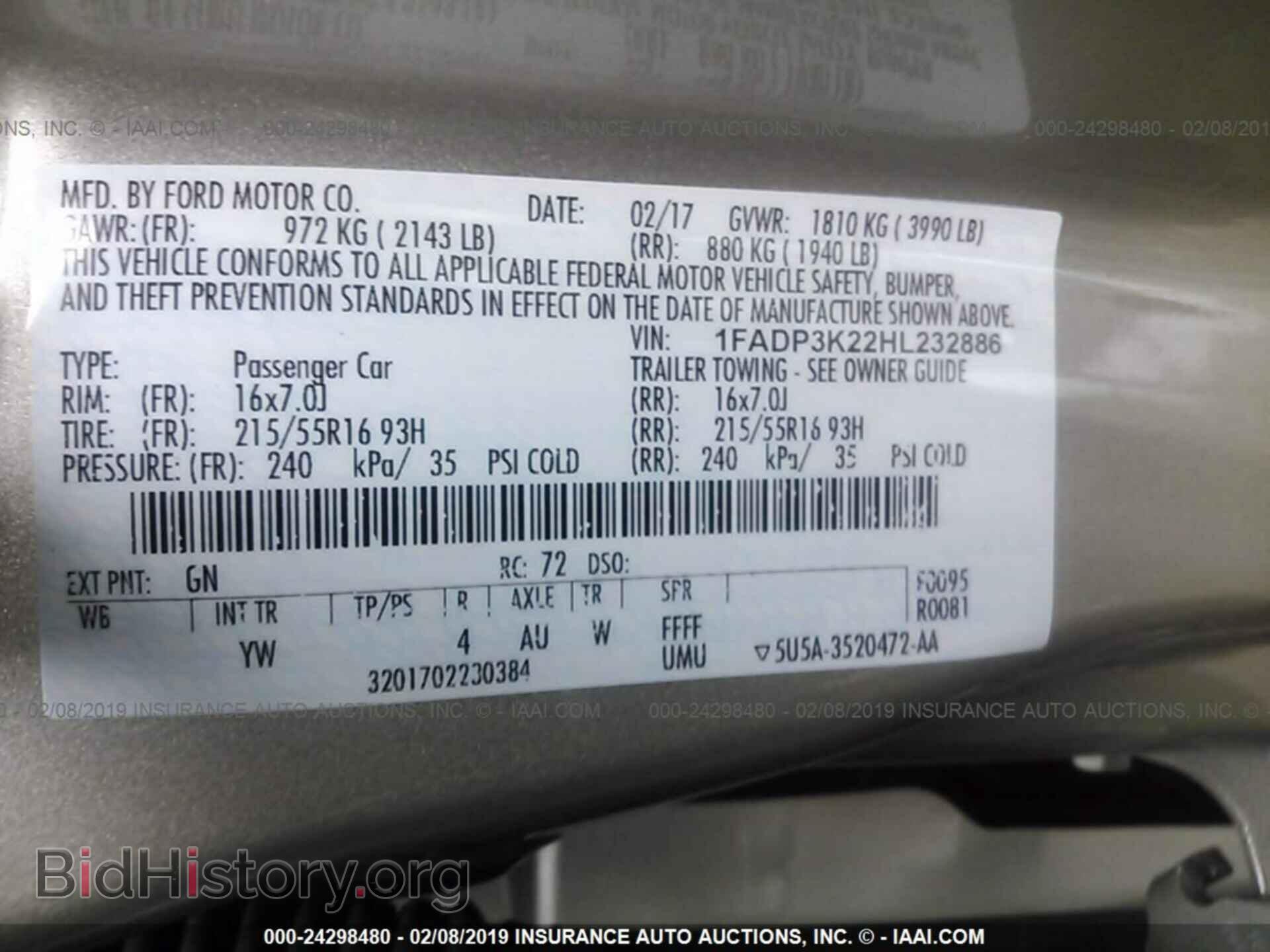 2017 FORD FOCUS - VIN: 1FADP3K22HL232886 - Photo 9